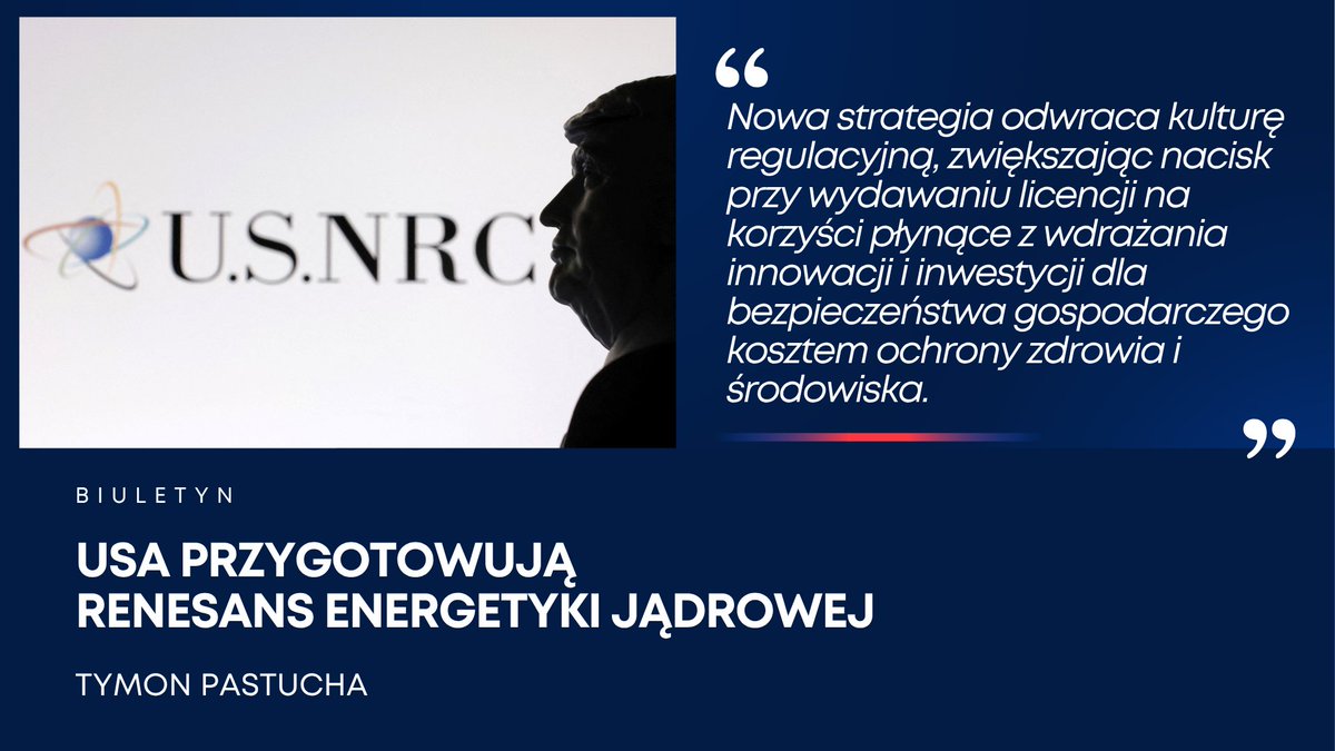 ⚛️Ogłoszony przez prezydenta Donalda Trumpa renesans energetyki jądrowej jest odpowiedzią na fiasko dotychczasowych reform, rosnący popyt na energię (generowany m. in. przez AI), marginalizację wsparcia OZE i słabnącą pozycję technologiczną USA dot. energetyki jądrowej względem