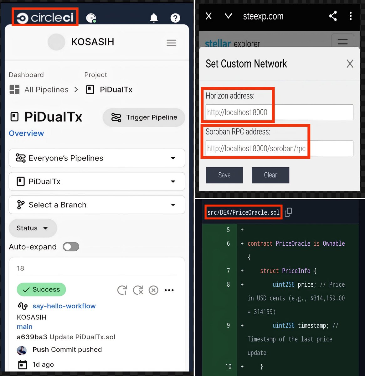 Pi Dual Value Development has entered an advanced stage in CircleCI (Continuous Integration/Continuous Deployment) towards testing on Stellar Horizon and Soroban Smart Contract.This development will improve the quality of the Codes,save time,efficient development and accurate