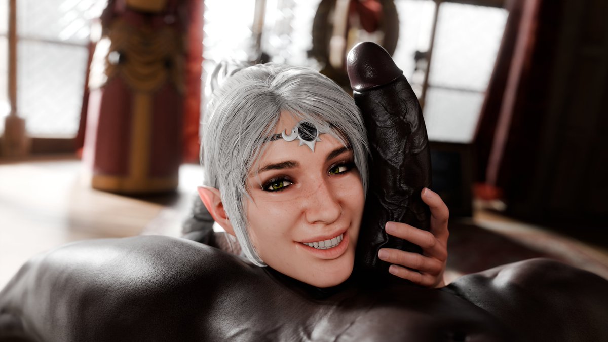 Derpjah's tweet photo. Shadowheart testing out her new phone https://t.co/RkXxMovrie