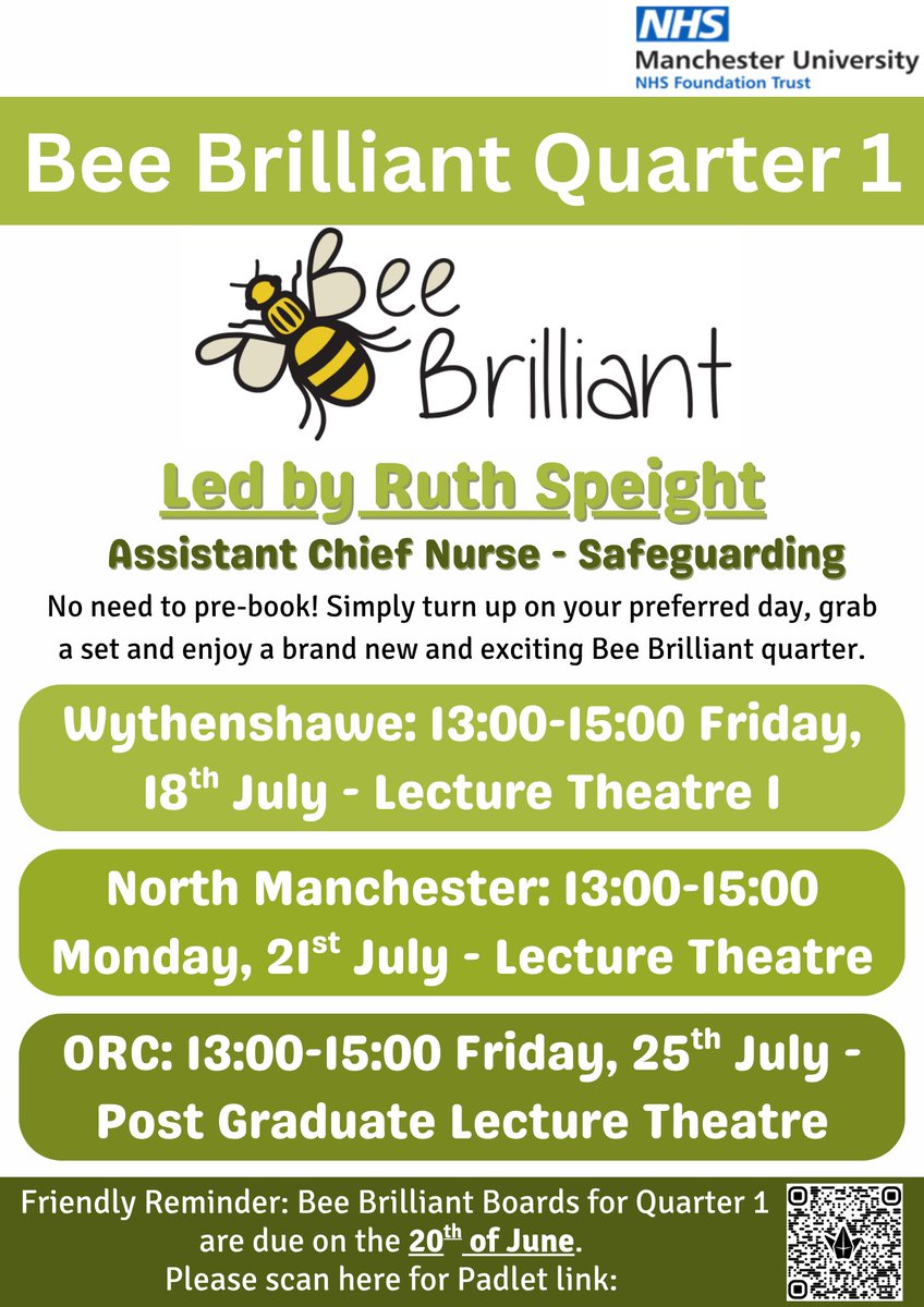 Quality Improvement Team (@mft_qit) on Twitter photo ๐ The next #BeeBrilliant event is coming soon!
๐๏ธ Wythenshawe: 18 July
๐๏ธ North Manchester: 21 July
๐๏ธ ORC: 25 July
๐ 13:00โ15:00 | No booking needed!
Thanks for your amazing work on this quarterโs Paint Management themeโyour boards are brilliant! ๐
๐ More info coming soon ๐ The next #BeeBrilliant event is coming soon!
๐๏ธ Wythenshawe: 18 July
๐๏ธ North Manchester: 21 July
๐๏ธ ORC: 25 July
๐ 13:00โ15:00 | No booking needed!
Thanks for your amazing work on this quarterโs Paint Management themeโyour boards are brilliant! ๐
๐ More info coming soon