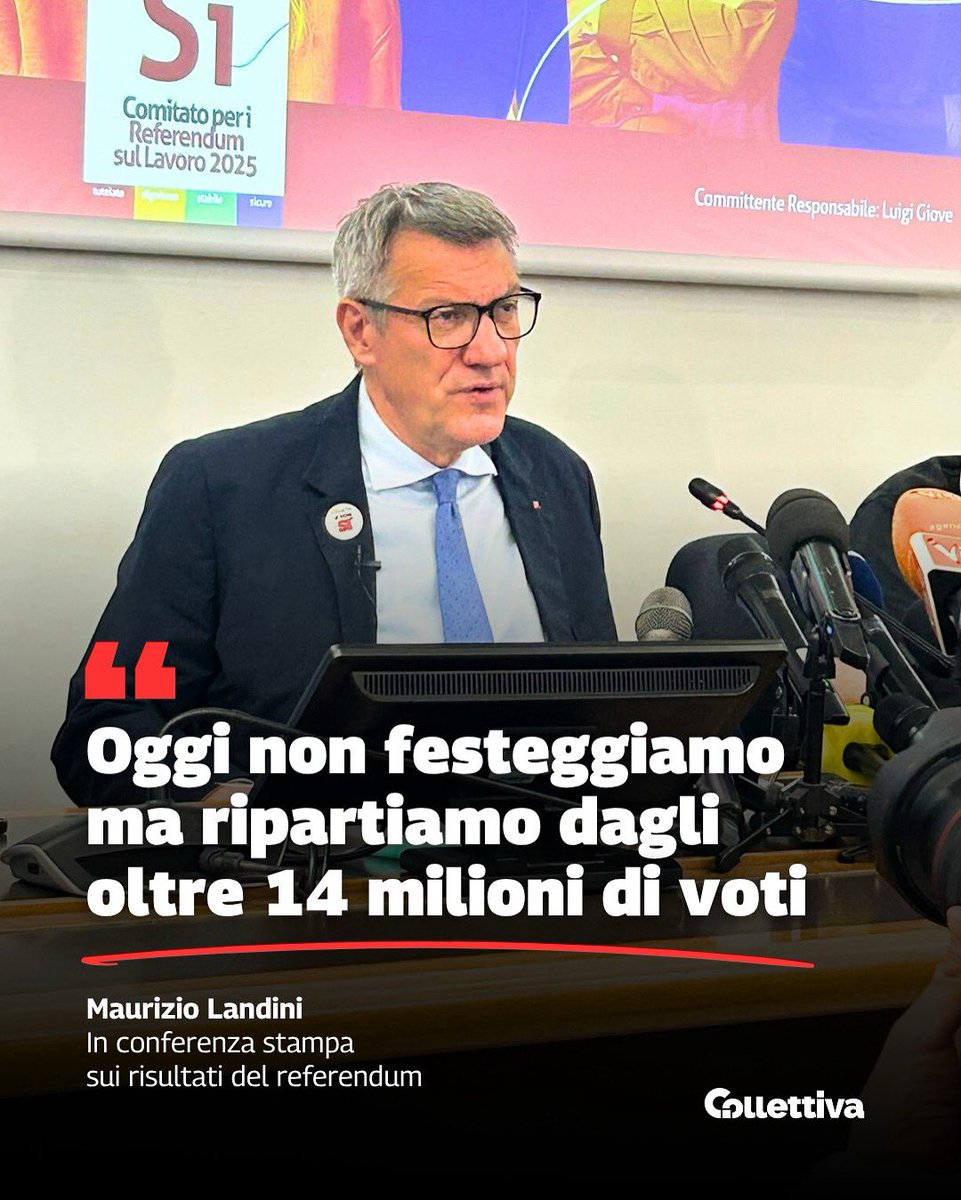 “Non festeggiamo ma oltre 14 milioni di voti saranno il nostro nuovo inizio”

Il segretario generale della Cgil, Maurizio Landini, è intervenuto in conferenza stampa commentando i risultati del referendum. I cinque quesiti in materia di lavoro e cittadinanza non raggiungono il