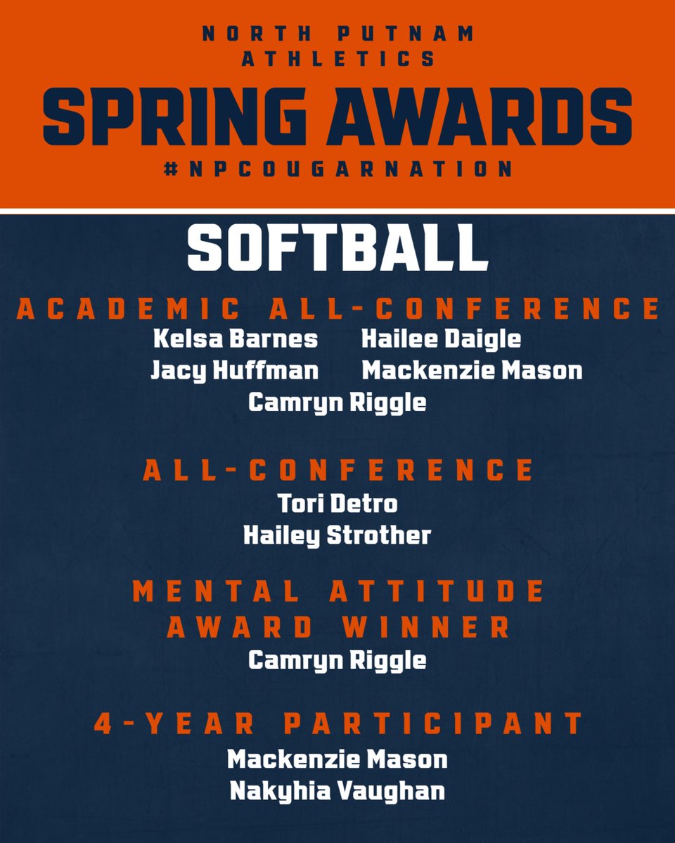 Spring Softball Award recipients.
#NPCougarNation