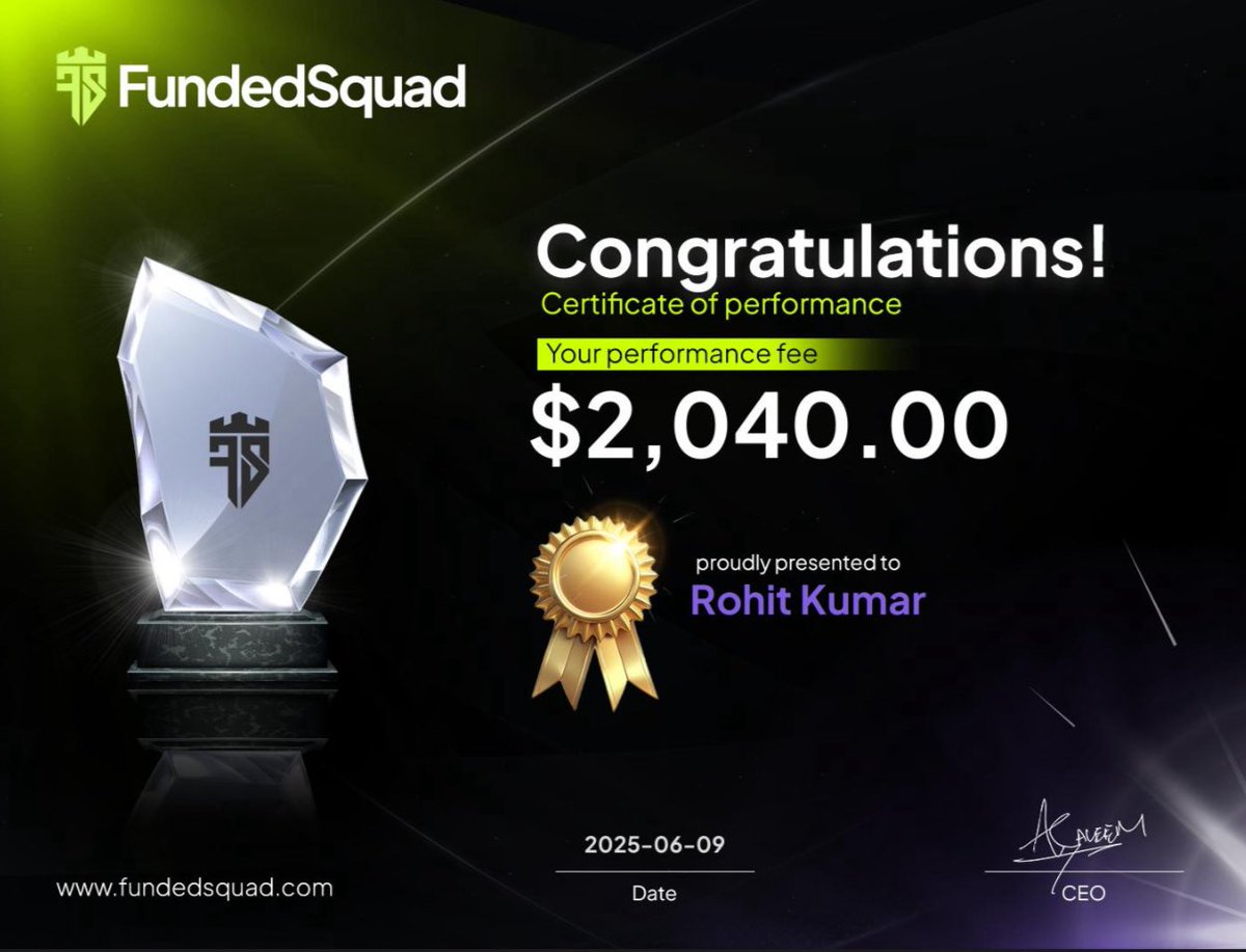 Received my first payout! <a href="/fundedsquad/">FundedSquad</a> <a href="/ajwadthefalcon/">Ajwad Saleem</a>  The goal is to hit 10-12 payouts with this account. This prop firm has easy rules and has definitely earned a spot in my Top 10.
Consistency &gt;&gt;&gt; Big Payout’s