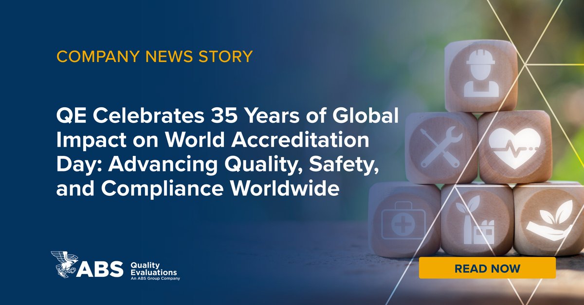 ABS Quality Evaluations (ABS QE) is celebrating 35 years of making a difference around the world! From delivering trusted certifications to advancing quality and safety, our journey continues—and on #WorldAccreditationDay , we’re highlighting how accreditation drives global
