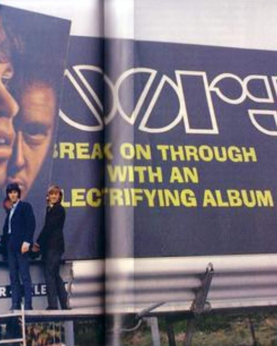 In January 1967, The Doors climbed to new heights - literally.

Photographer Bobby Klein captured the band atop their now-legendary Sunset Strip billboard, promoting their debut album.

This was the first rock billboard ever on the Strip, thanks to Elektra Records’ Jac Holzman,