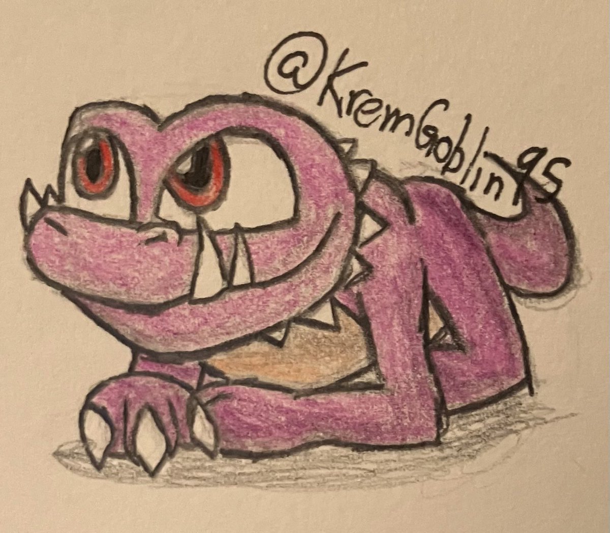 KremGoblin95's tweet photo. Third #Kremling of the throwback: Krimp!
I have my opinions about the #DKC3 #Kremlings’ general designs, but I actually really love this little guy. Of the Klaptrap line, Krimp really nailed “take a dog and make it a reptile” 😁
#DKC #DonkeyKong #DonkeyKongCountry #ranoutoftext https://t.co/U84FYpx9aO