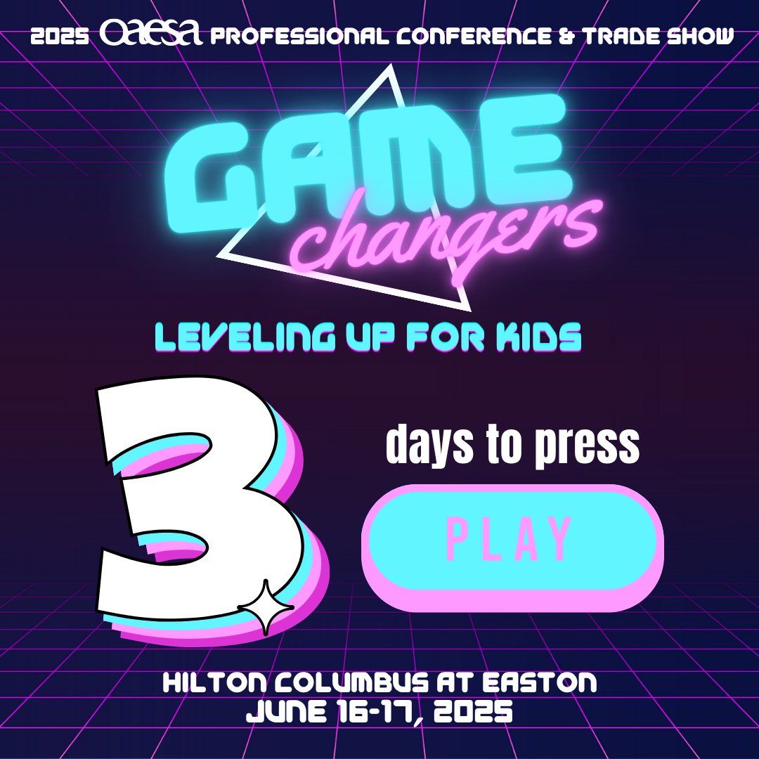 OAESA (@oaesa) on Twitter photo Game on in 3…2…1! 
🎮 Just 3 days until we hit play at OAESA’s Game Changers Conference!
We’re bringing the energy, ideas, and inspiration you need to power up your leadership. Ready to LEVEL UP?
There's still time to register: oaesa.org/gamechangers/ Game on in 3…2…1! 
🎮 Just 3 days until we hit play at OAESA’s Game Changers Conference!
We’re bringing the energy, ideas, and inspiration you need to power up your leadership. Ready to LEVEL UP?
There's still time to register: oaesa.org/gamechangers/