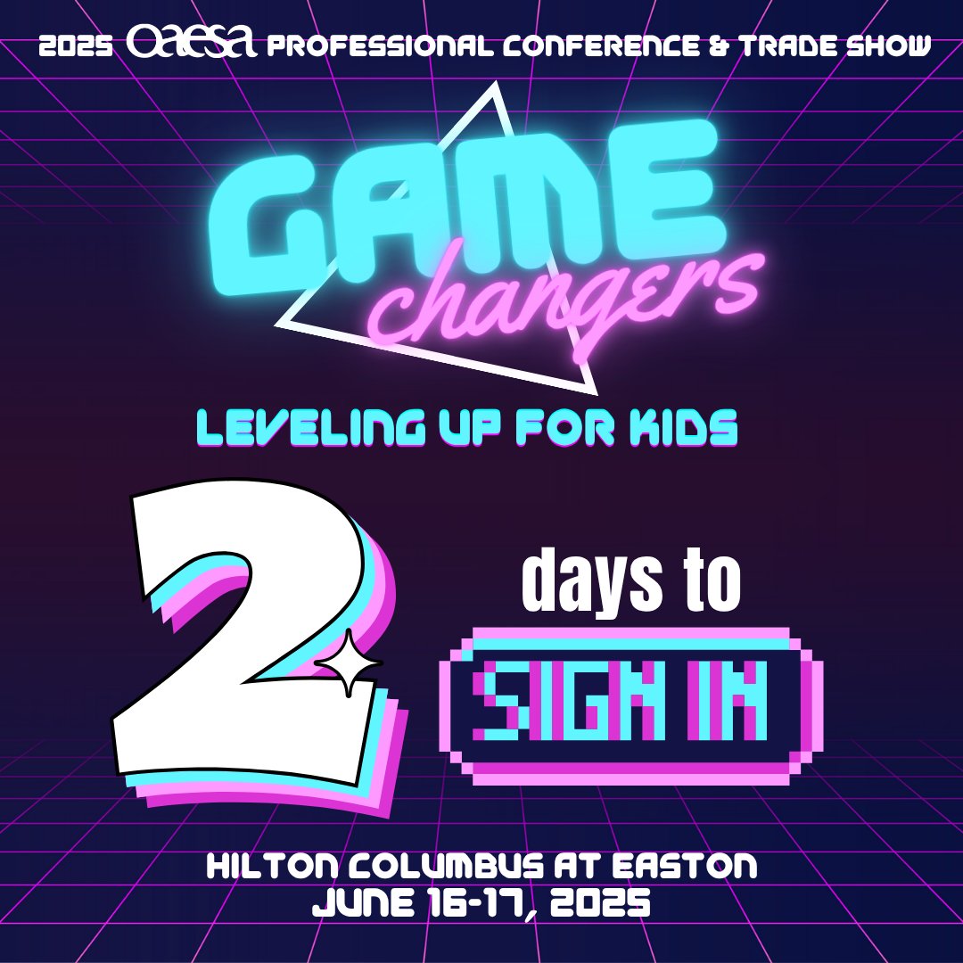 OAESA (@oaesa) on Twitter photo ⏱️ Only 2 days to go!
The Game Changers Conference is almost here—and it’s packed with the kind of sessions, stories, and connections that will recharge your why. Let’s do this!
oaesa.org/gamechangers/ ⏱️ Only 2 days to go!
The Game Changers Conference is almost here—and it’s packed with the kind of sessions, stories, and connections that will recharge your why. Let’s do this!
oaesa.org/gamechangers/