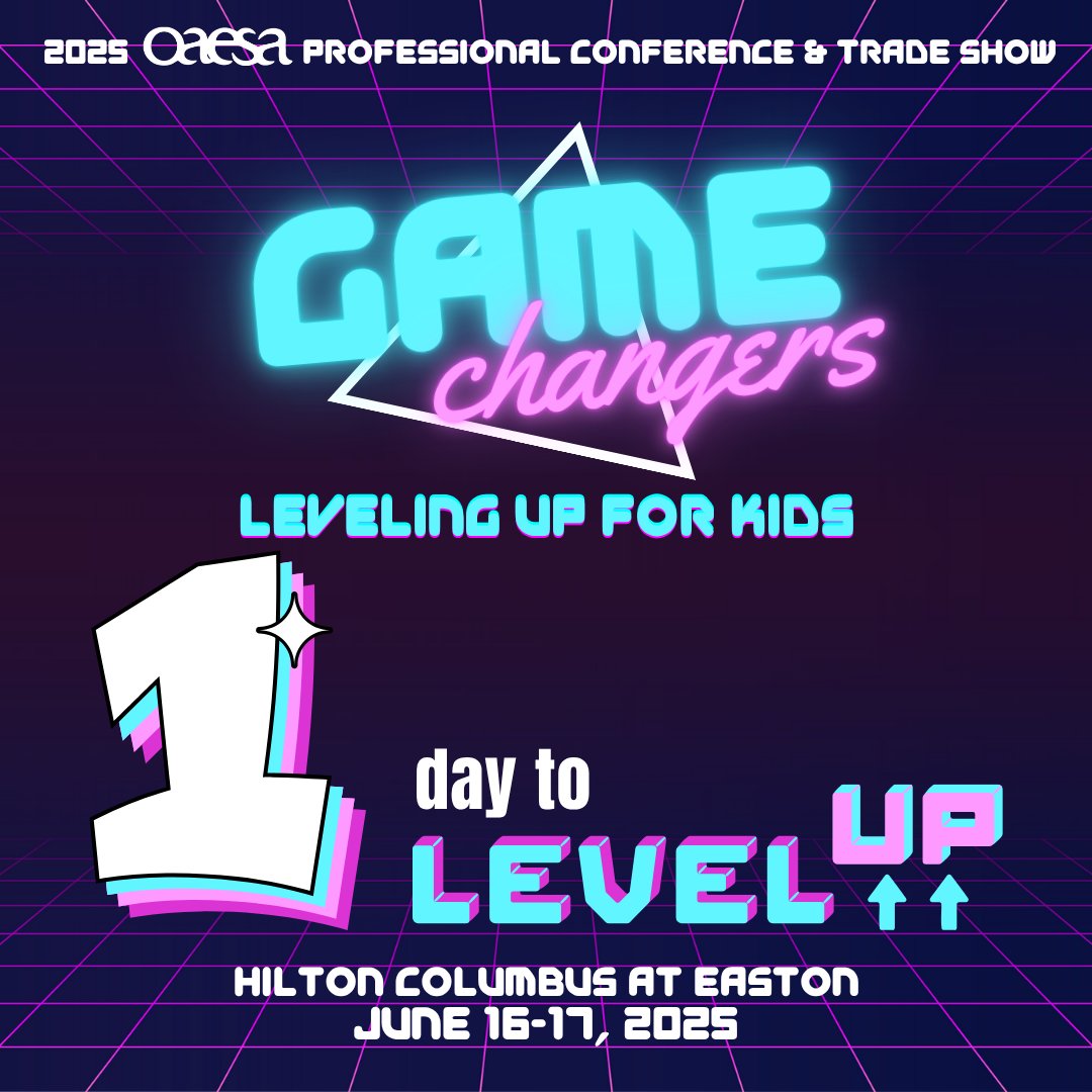 OAESA (@oaesa) on Twitter photo TOMORROW we LEVEL UP! 🚨
We’re kicking off OAESA’s 2025 Conference with big ideas, bold leadership, and the best community around. 
Bags packed? Mind open? Game on.
oaesa.org/gamechangers/ TOMORROW we LEVEL UP! 🚨
We’re kicking off OAESA’s 2025 Conference with big ideas, bold leadership, and the best community around. 
Bags packed? Mind open? Game on.
oaesa.org/gamechangers/