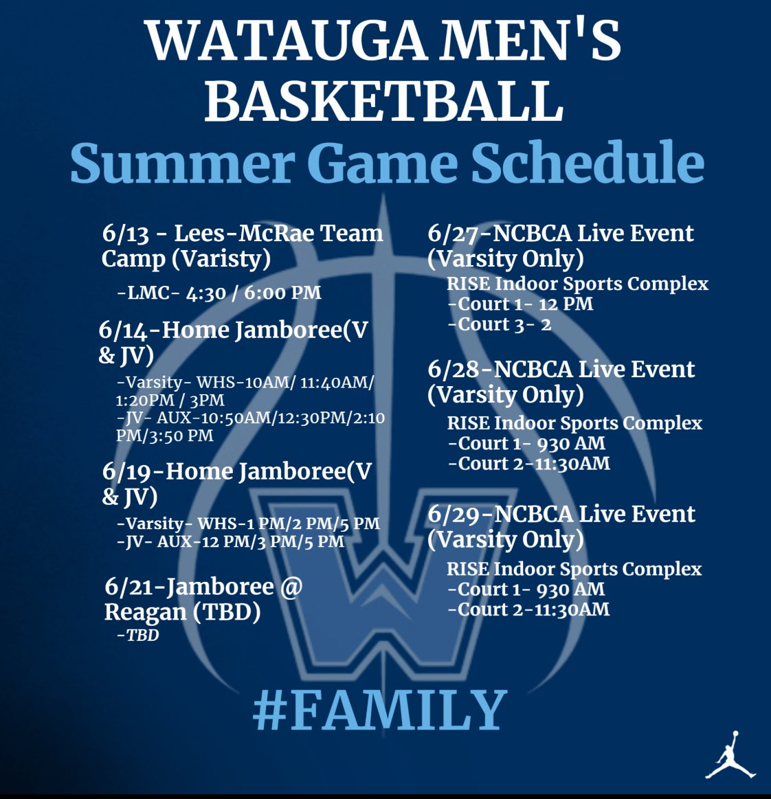 We’re looking forward to a very competitive June! Let’s get to work! 

“Champions are formed long before they get an opportunity to compete in a championship.” 

#theprocess #family