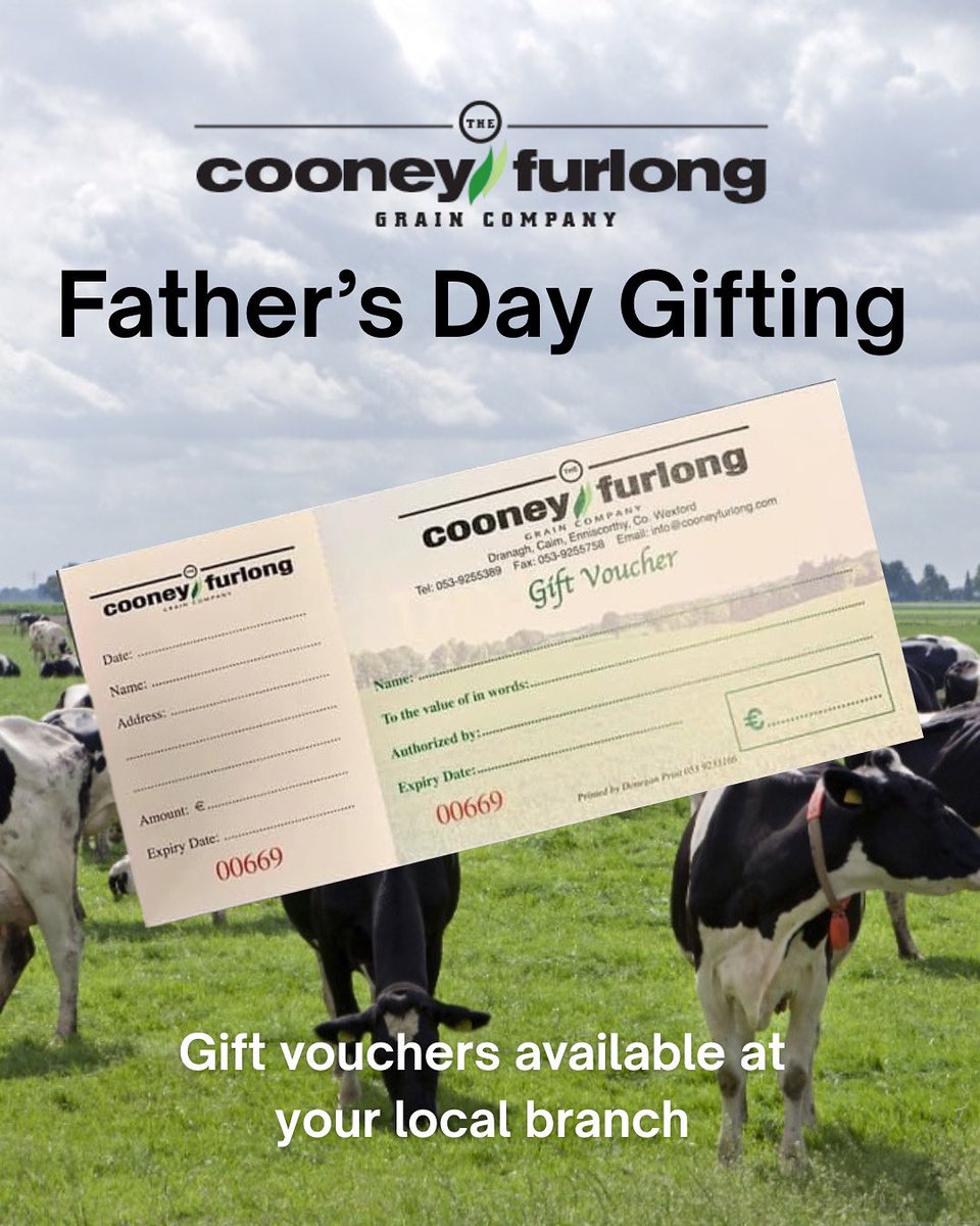 This Father’s Day, give the gift of choice 🚜🌾
Cooney Furlong Grain gift vouchers now available in-store at your local branch. 
Ideal for Agri supplies, garden tools, workwear &amp; tough-as-nails footwear 👨‍🌾💪
#FathersDay