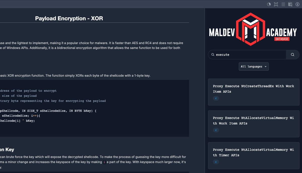 MalDevAcademy's tweet image. Coming soon: Searching the Maldev Database directly from the course interface.