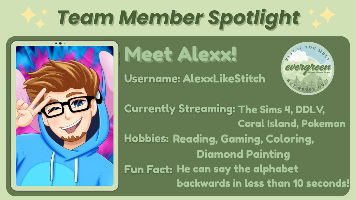 Meet <a href="/AlexxLikeStitch/">AlexxLikeStitch</a>! He is a bundle of energy and light, and loves exploring a variety of games with his community. With cozy and chaotic vibes, Alexx is sure to bring a smile to your face!