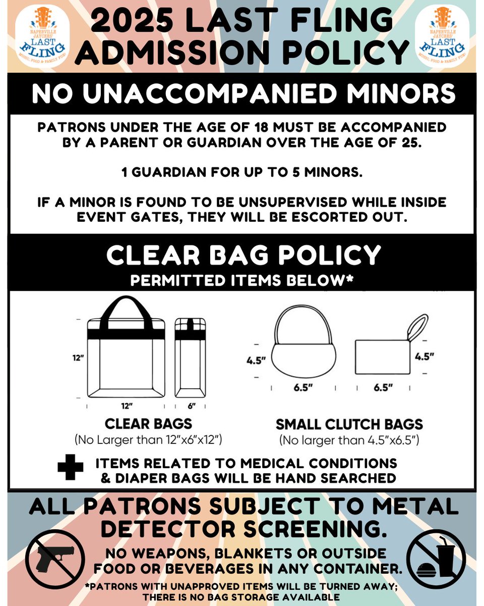 👋🏽Hey, Naperville!
To provide a safe &amp; enjoyable Labor Day Weekend for all patrons, the following Admission Policy will be in place for the 2025 Last Fling.

We look forward to seeing you there!

More details at lastfling.org/faq/

#lastfling2025 #communityevent