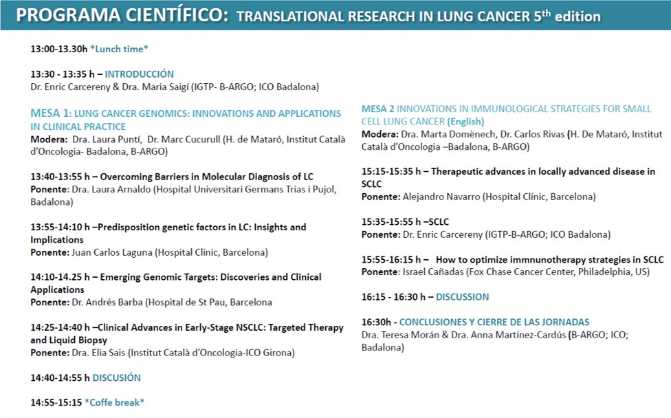 📍 B-ARGO Translational Research in Lung Cancer 5th Edition 🩺🫁 10th June | 13:00 - 17:00 Sala Polivalent IGTP Mar + online  🗓️germanstrias.org/ca/agenda/1037/
<a href="/ICO_oncologia/">Institut Català d'Oncologia</a>
<a href="/GTRecerca/">IGTP</a>