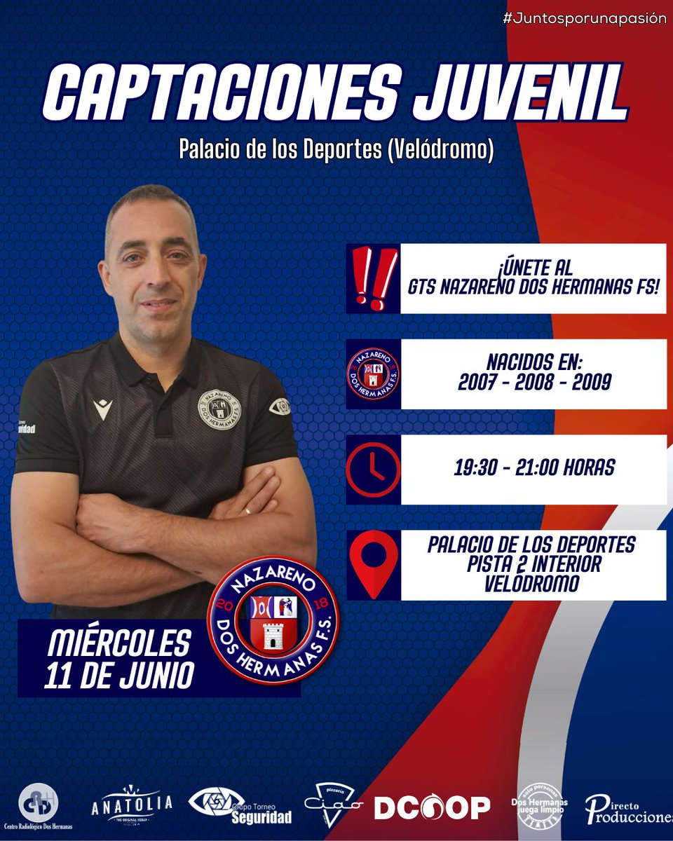 ❤️💙 ¡Abrimos segunda jornada de captaciones!

👟 Si has nacido en 2007, 2008 o 2009, esta es tu oportunidad de vestir nuestra camiseta 

📅 Segundas captaciones juveniles
🗓 Miércoles 11 | 19:30 - 21:00 
📍 Palacio de los Deportes (Velódromo) Pista 2