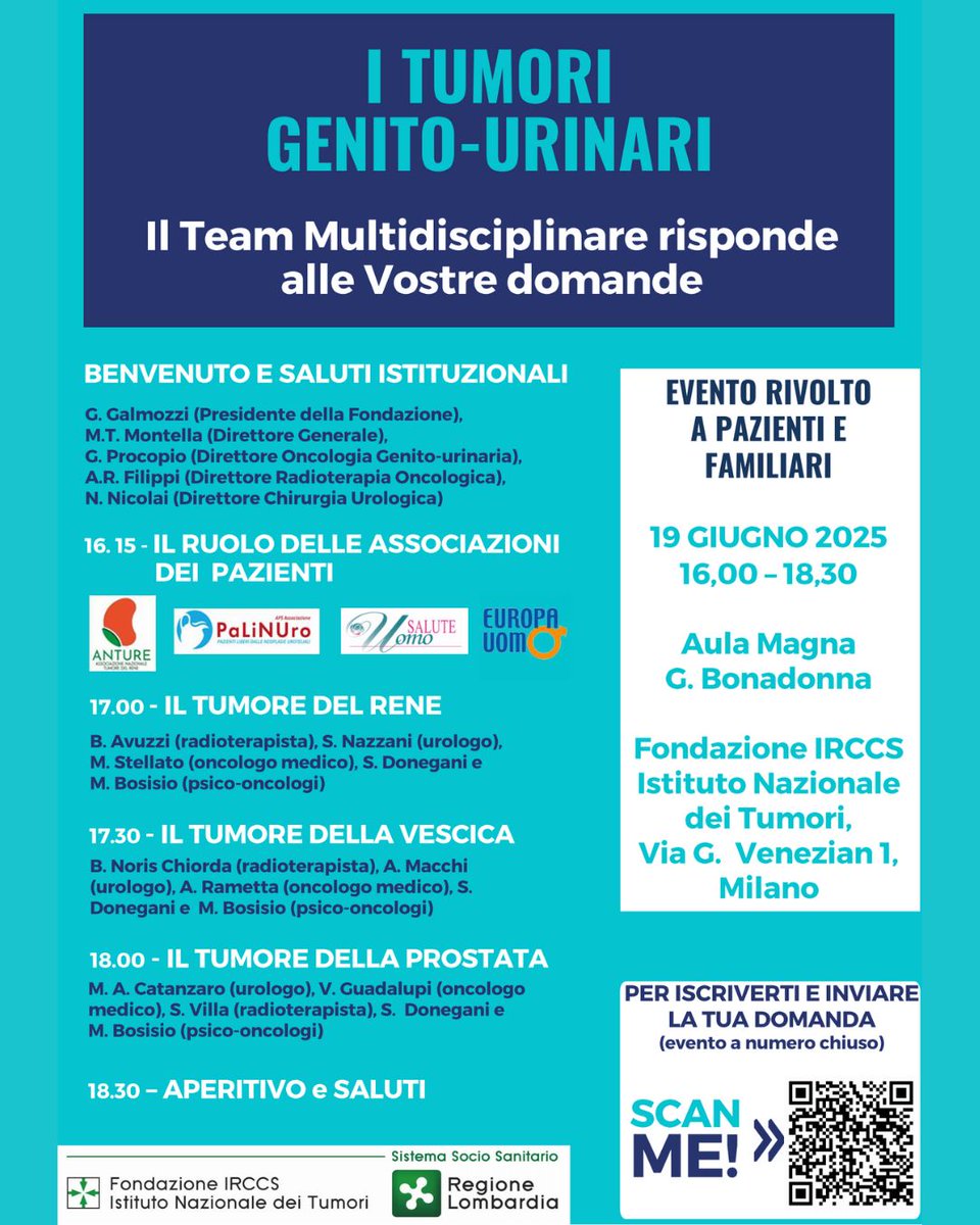 Evento dedicato ai tumori di Vescica, Prostata e Rene!

Aula Magna G. Bonadonna, 19 giugno - 16:00 – 18:30

Un evento aperto a tutti,organizzato dall’Oncologia Genito-Urinaria e dalla Prostate Cancer Unit, per parlare insieme di tumori genito-urinari con il nostro team di esperti