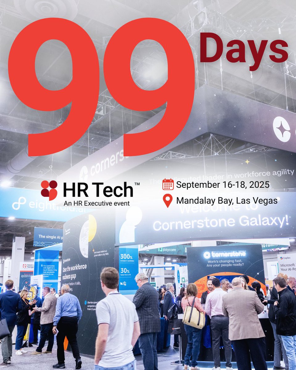 Can you believe it? Just 99 days until we're back in Vegas for HR Tech 2025! 🙌 Final week to get your Best Deal on registration!

Mark your calendars:
📅 September 16–18
📍 Mandalay Bay, Las Vegas

We're counting down—are you coming with us? 🎟️

#HRTech2025 #99DaysToGo #HRTech