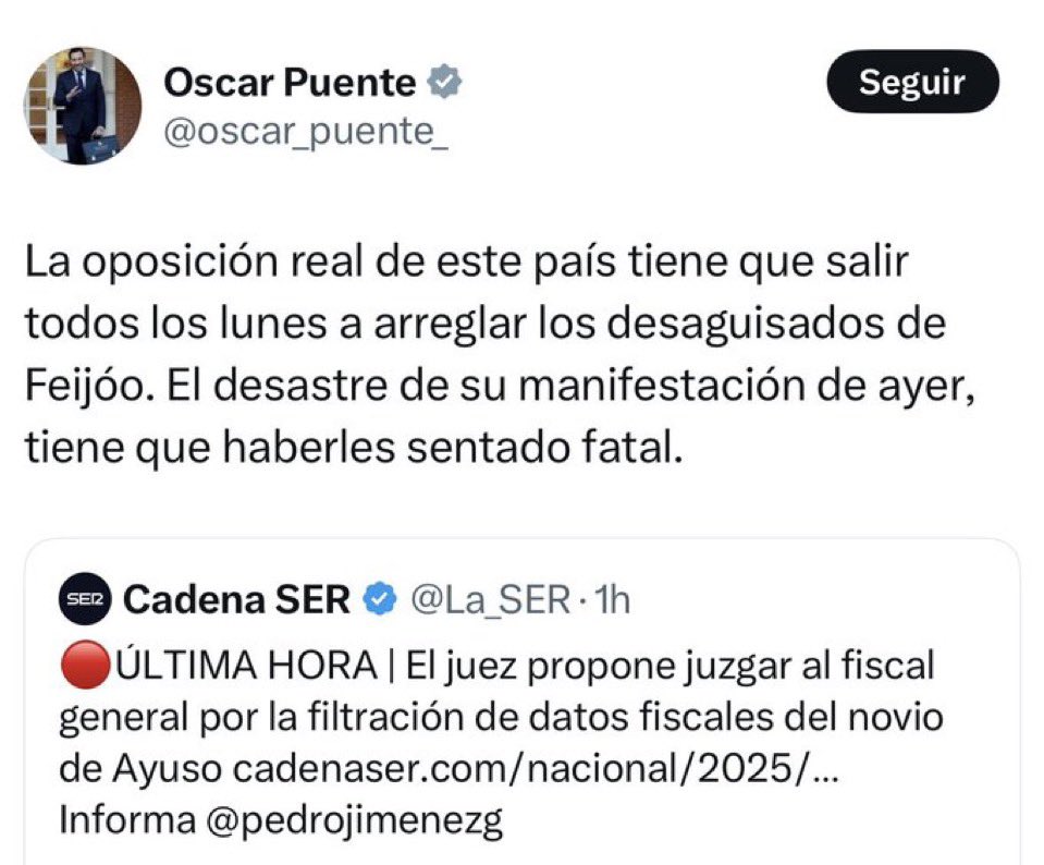 Esto es una barbaridad. Este hombre no puede seguir de ministro ni un minuto más.