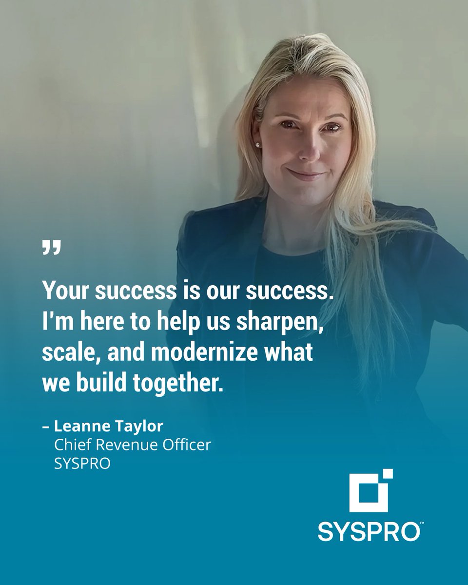 At SYSPRO, partnerships are at the heart of everything we do, and we’re thrilled to share a message from our Chief Revenue Officer, Leanne Taylor, dedicated to our Partner Community.

#SYSPRO #SYSPROpartners #PartnerCommunity #PartnerUP #SayYesToNext