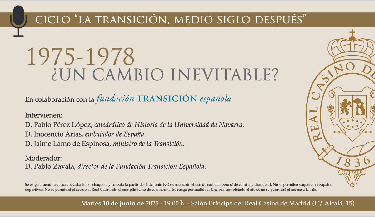 Pablo Pérez López (@pperezlopez) on Twitter photo Mañana hablaremos de la Transición en el Real Casino de Madrid con Inocencio Arias y Jaime Lamo de Espinosa, junto al director de <a href="/FTransicion/">Fundación Transición</a> Pablo Zavala Mañana hablaremos de la Transición en el Real Casino de Madrid con Inocencio Arias y Jaime Lamo de Espinosa, junto al director de <a href="/FTransicion/">Fundación Transición</a> Pablo Zavala