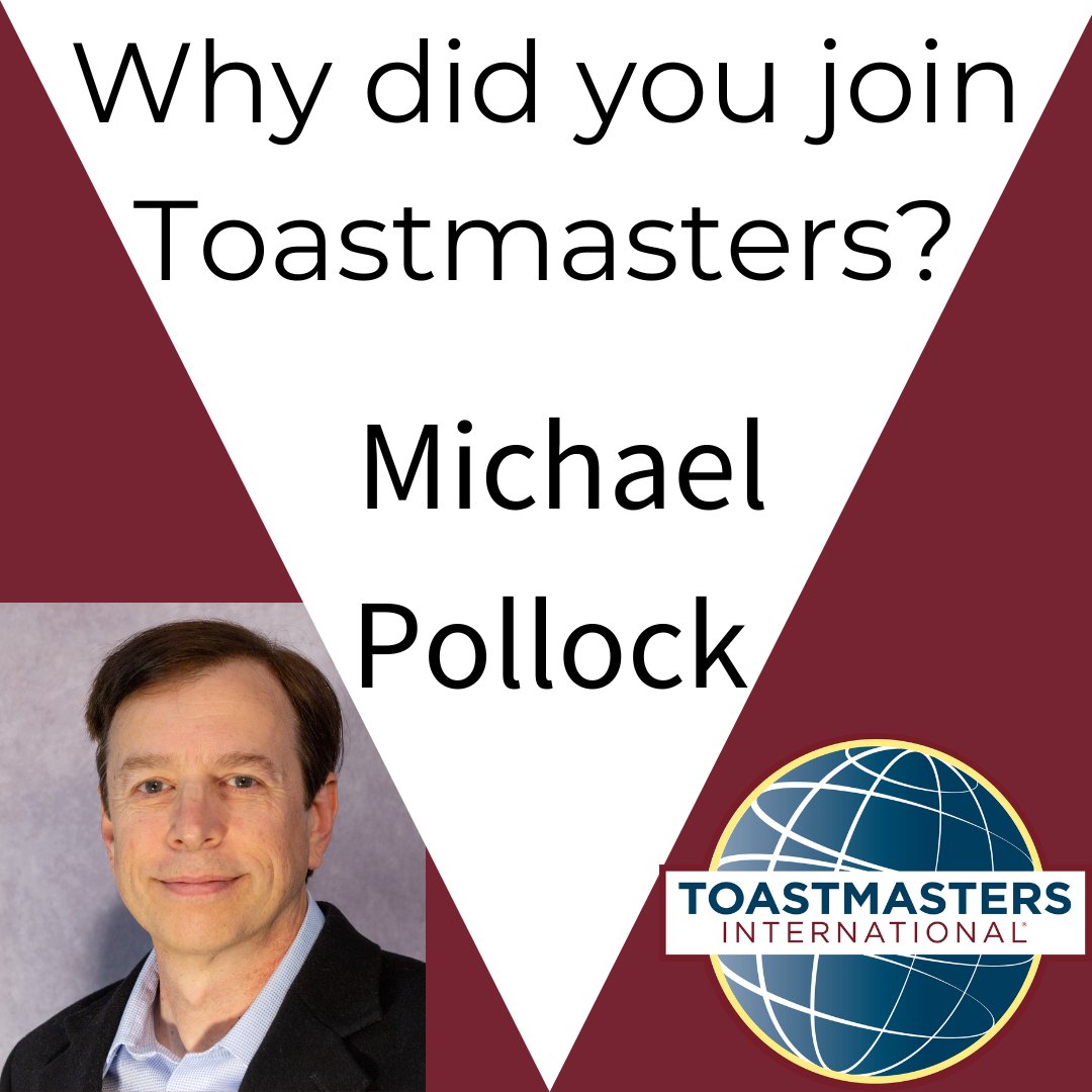 ToastmasterD12's tweet photo. Here is our next video in a new segment: Why did you join Toastmasters?
TODAY’S GUEST IS MICHAEL POLLOCK 
https://t.co/GtOWyMVZQk
 #Toastmasters #PublicSpeaking #CommunicationSkills #LeadershipDevelopment #PersonalGrowth #SpeechCraft #ConfidenceBuilding https://t.co/KGCskX8K6I