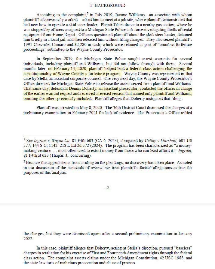 Patrick Jaicomo (@pjaicomo) on Twitter photo The MI Ct. of App. just held in Reeves v. Wayne Co. that <a href="/IJ/">Institute for Justice</a> has overcome #ProsecutorialImmunity.
Our 1A claims can proceed against a prosecutor who charged our client with a crime because he sued to halt Detroit's #CivilForfeiture scheme.
DO NOT MESS WITH IJ CLIENTS. The MI Ct. of App. just held in Reeves v. Wayne Co. that <a href="/IJ/">Institute for Justice</a> has overcome #ProsecutorialImmunity.
Our 1A claims can proceed against a prosecutor who charged our client with a crime because he sued to halt Detroit's #CivilForfeiture scheme.
DO NOT MESS WITH IJ CLIENTS.