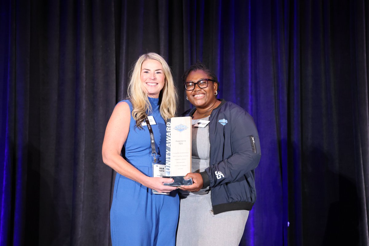 NACMANews's tweet photo. Congrats to @TCU_Athletics, winners of the 2025 NACMA Unity Award!

This award recognizes their exceptional efforts in promoting diversity and inclusion through an innovative marketing campaign.

#NACMA25 https://t.co/RSCwSdwMaj