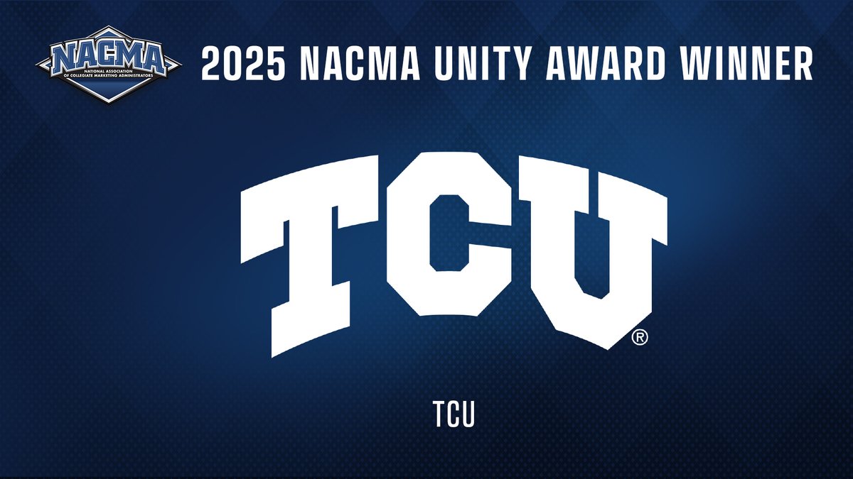 NACMANews's tweet photo. Congrats to @TCU_Athletics, winners of the 2025 NACMA Unity Award!

This award recognizes their exceptional efforts in promoting diversity and inclusion through an innovative marketing campaign.

#NACMA25 https://t.co/RSCwSdwMaj