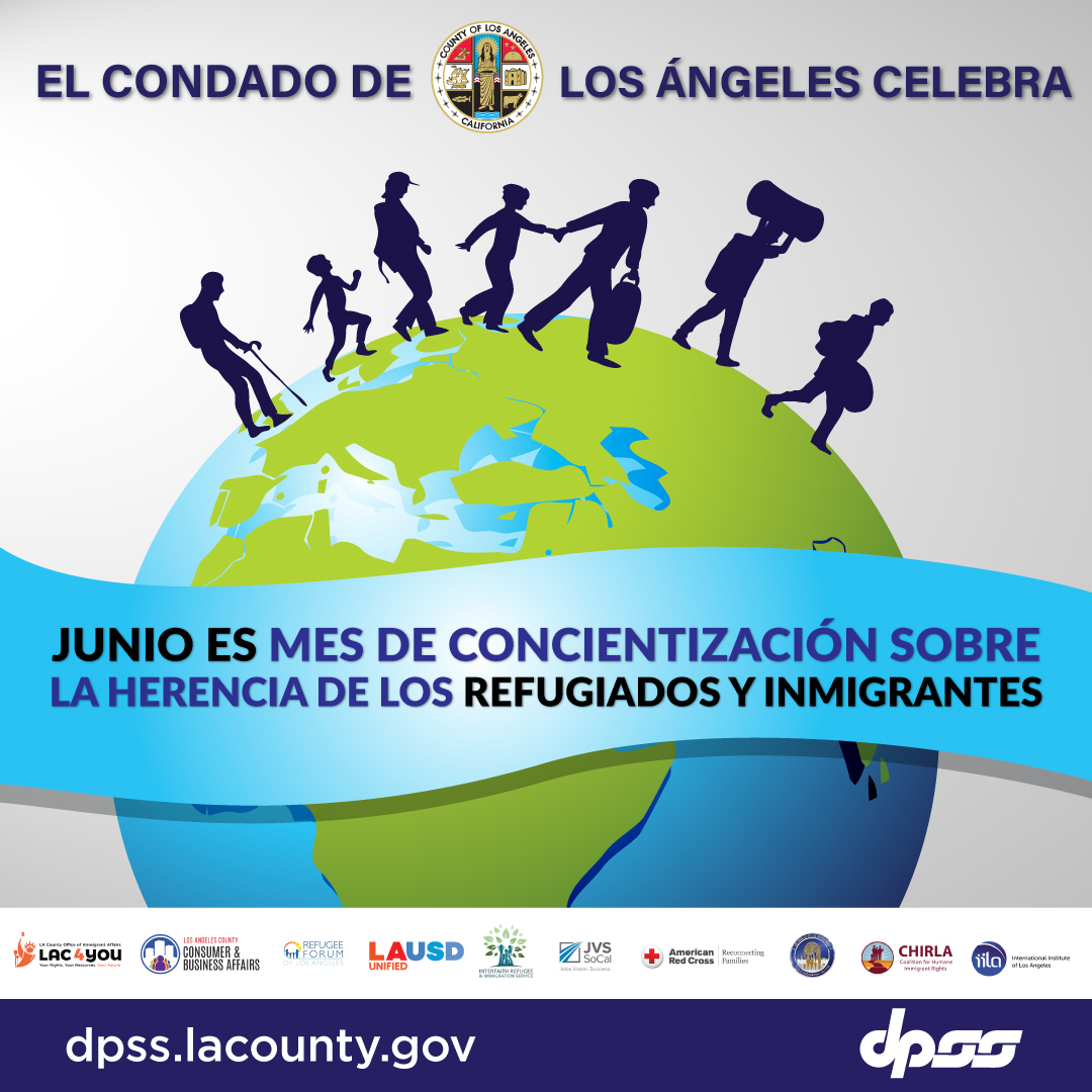 June is #RefugeeandImmigrantHeritageAwarenessMonth. Join us in honoring refugees and immigrants for their valuable contributions to our culture &amp; economy. 

Visit dpss.lacounty.gov/en/programs.ht… to learn more about refugee assistance

Apply for #LACoDPSS services: BenefitsCal.com