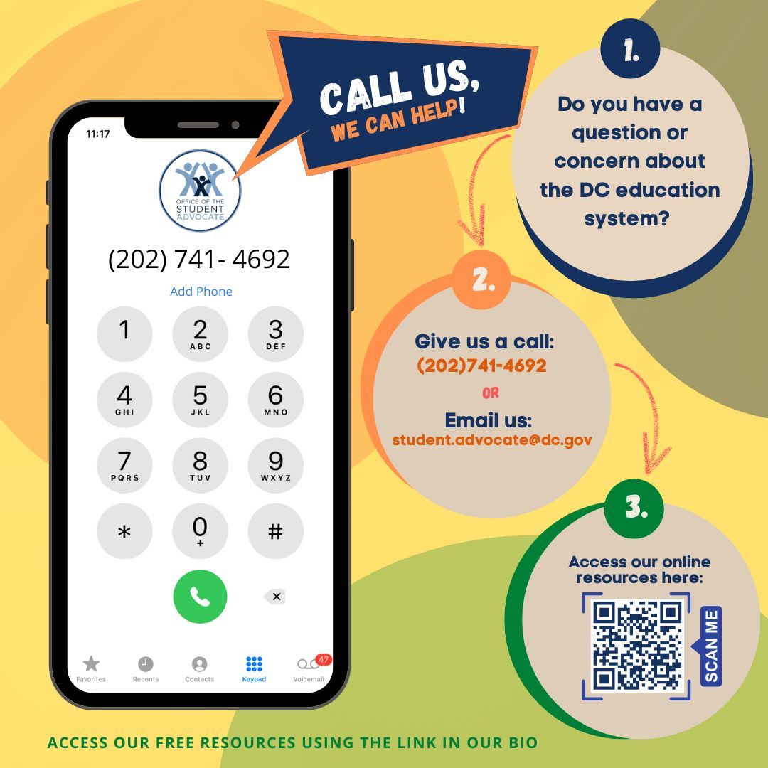 If you have any education-related issues or questions, give us a call!

Our Request for Assistance education hotline is live:
🗓️ Monday - Friday
🕰️ 9am - 5pm

Call us today:
📞 (202)741-4692

Or submit a request for assistance using the link in our bio!🌟