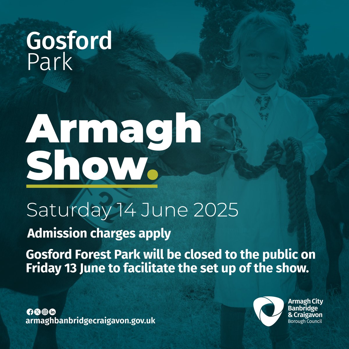 The countdown is underway to the Armagh County Agricultural Show 2025 at Gosford Forest Park on Sat 14 Jun.   If you are coming along please note there will be an entrance fee. The park will be closed to the public on Fri 13 Jun to facilitate set-up.
👉 bit.ly/3t0iHb9