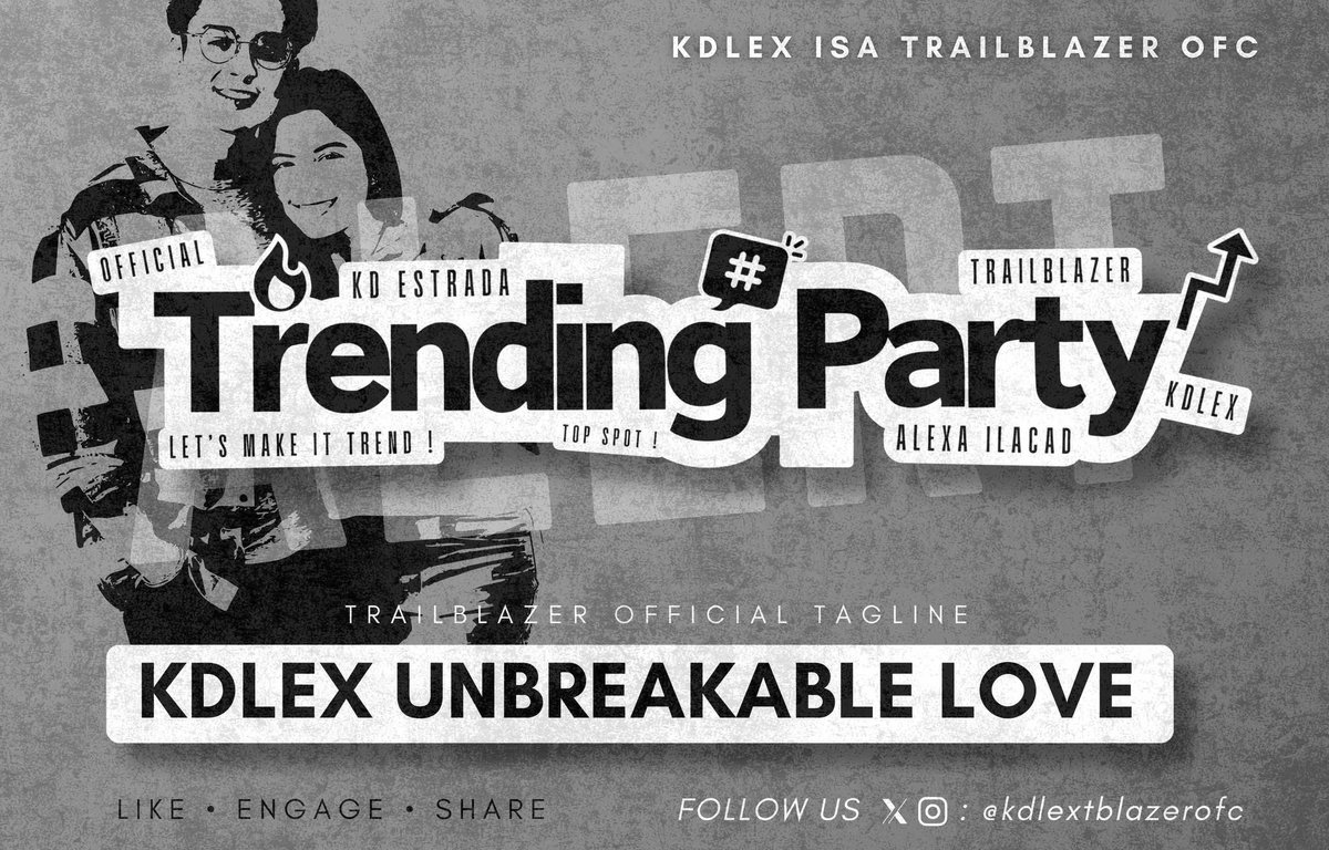 KDLEX ISA TRAILBLAZER OFC (@kdlextblazerofc) on Twitter photo OFFICIAL TAGLINE:
KDLEX UNBREAKABLE LOVE
XP Reminders:
- No numbers
- Minimum of three words per post
- No emojis
- No all capslock
Kindly drop the tag if you see this post. Thank you!
Post | Repost | Quote | Reply
<a href="/kdestrada_/">kyle daiñel estrada</a> I @alexaIlacad OFFICIAL TAGLINE:
KDLEX UNBREAKABLE LOVE
XP Reminders:
- No numbers
- Minimum of three words per post
- No emojis
- No all capslock
Kindly drop the tag if you see this post. Thank you!
Post | Repost | Quote | Reply
<a href="/kdestrada_/">kyle daiñel estrada</a> I @alexaIlacad