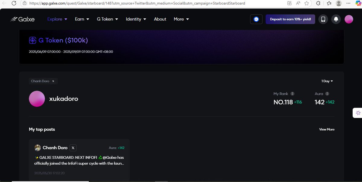 ✨NEXT INFOFI PLATFORM: GALXE STARBOARD
♻️<a href="/Galxe/">Galxe</a> is running its own InfoFi platform: Starboard. Currently, there are many projects announcing reward pools on Galxe Starboard when writing articles about those projects.

♻️The latest campaign is post about the Galxe Starboard