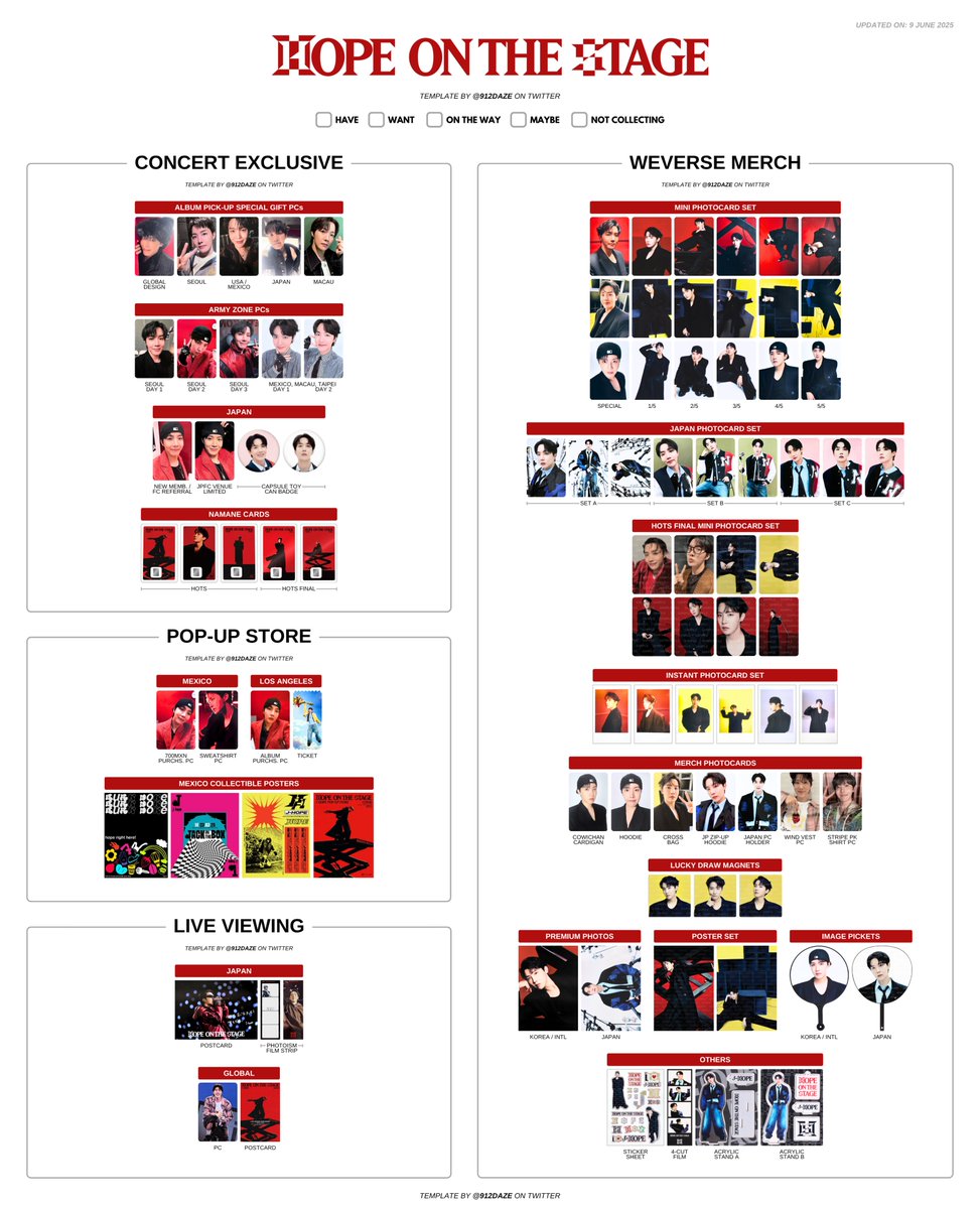 BTS J-HOPE HOBI HOTS HOS TOUR PC PHOTOCARD WISHLIST WL TEMPLATES