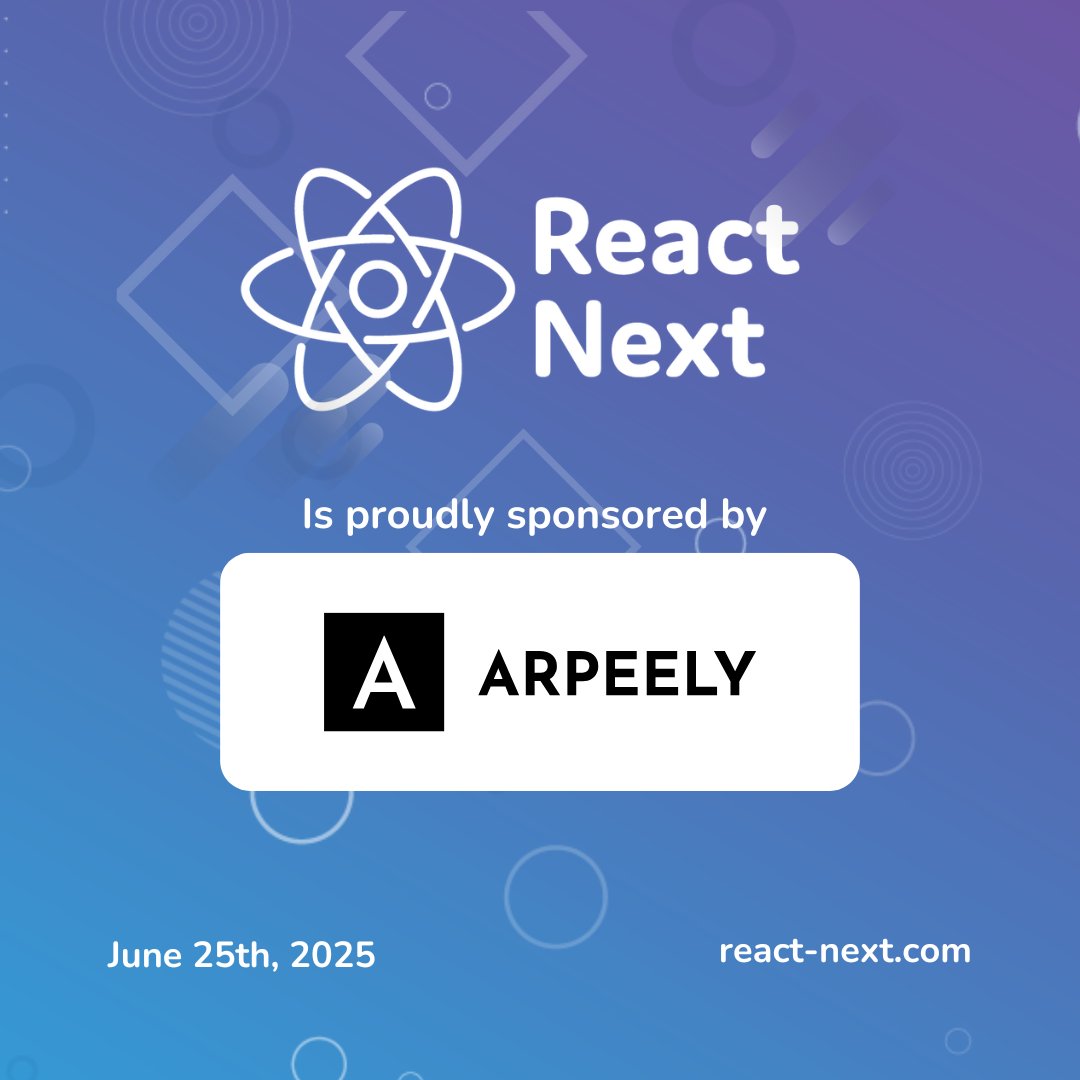 ReactNext's tweet image. We are proud to announce that @Arpeely will be sponsoring #ReactNext25!
Check out their booth at our conference on June 25, 2025!
👉 react-next.com