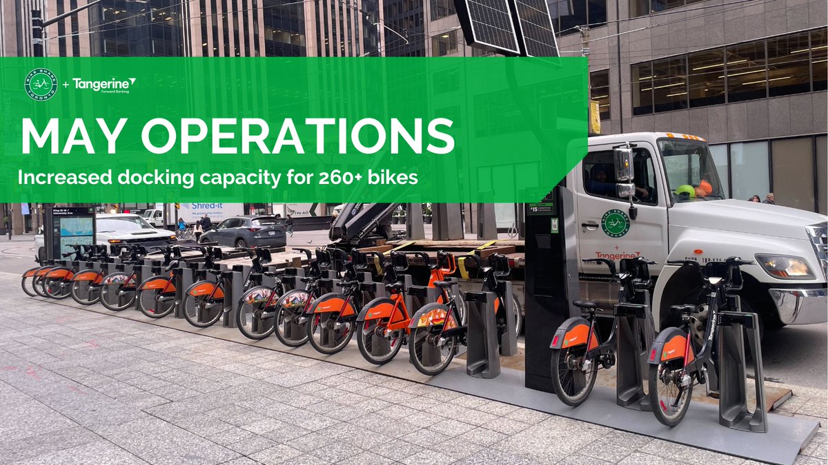 BikeShareTO's tweet image. May means summer prep 🌞 and our team has been hard at work getting the system ready for peak riding season!
We’ve installed or expanded 20+ stations across the city—adding 263 new docks to the network.
Stay up to date on station updates: bikesharetoronto.com/network-info
#BikeShareTO…
