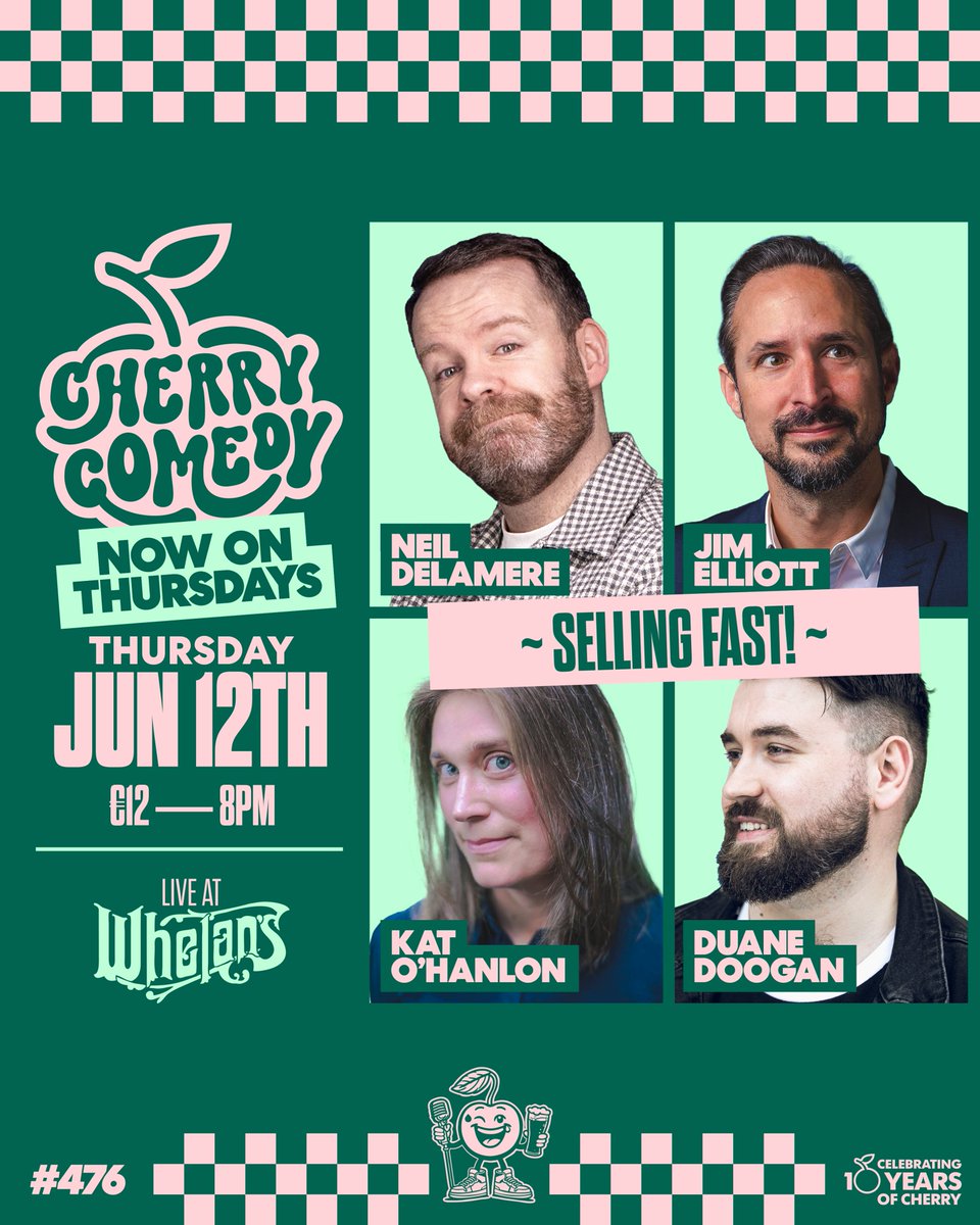 CherryComedy's tweet image. π¨ SELLING FAST! π¨
This Thursday, we're once again at Whelanβs for another π₯ Cherry Comedy! Packed show with NEIL DELAMERE, JIM ELLIOTT + KAT O'HANLON and hosted by Duane Doogan! π€π
This will SELL OUTβtickets are flying! ποΈβ‘ Grab yours now at CHERRYCOMEDY.ie! πβ¨β¦