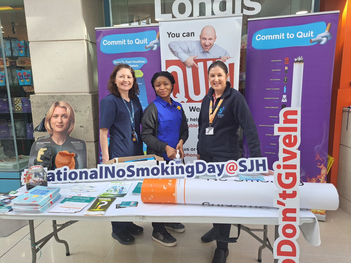 It is great to see National "No Smoking Day" education under way at St James's Hospital 👍