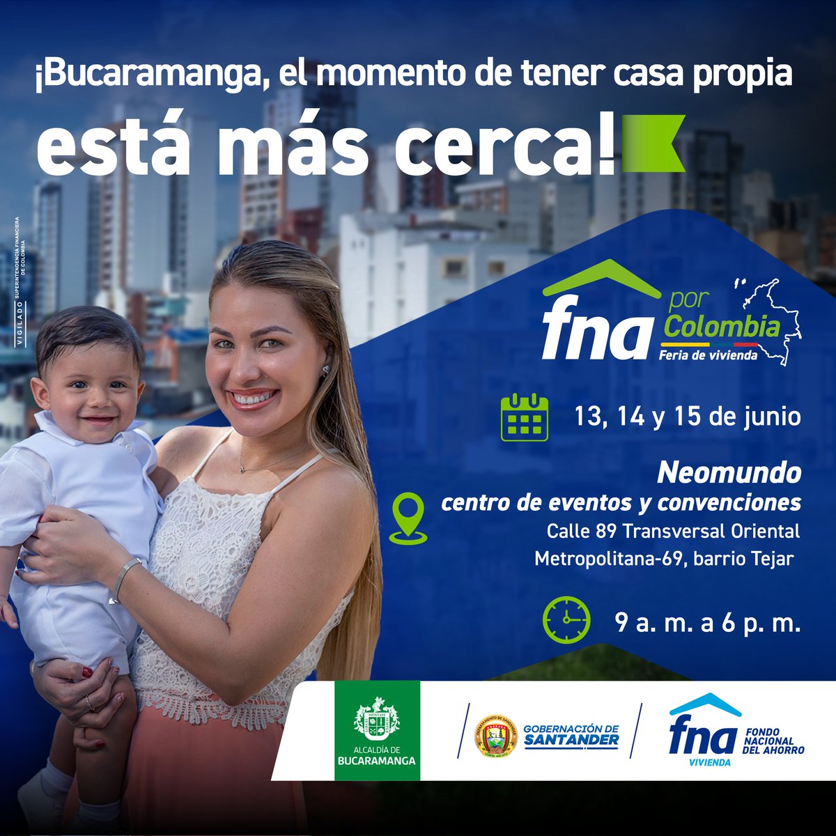 🏠👨‍👩‍👧 El <a href="/FNAahorro/">FNA AHORRO</a> por Colombia llega a Neomundo 🏛🔝 para que tu sueño de ahorrar y tener casa propia se haga realidad. Asiste en familia este viernes, sábado y domingo al Gran Salón de nuestro Centro de Convenciones. Desde las 9:00 am hasta las 6:00 p.m. #anfitriondesantander