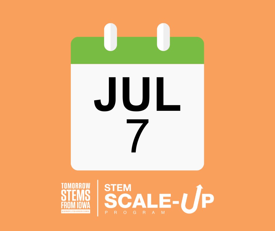 Mark your calendars! STEM Scale-Up Program applications for prospective program providers open in less than a month!  educate.iowa.gov/STEM/ScaleUp
#STEMScaleUp #IASTEM