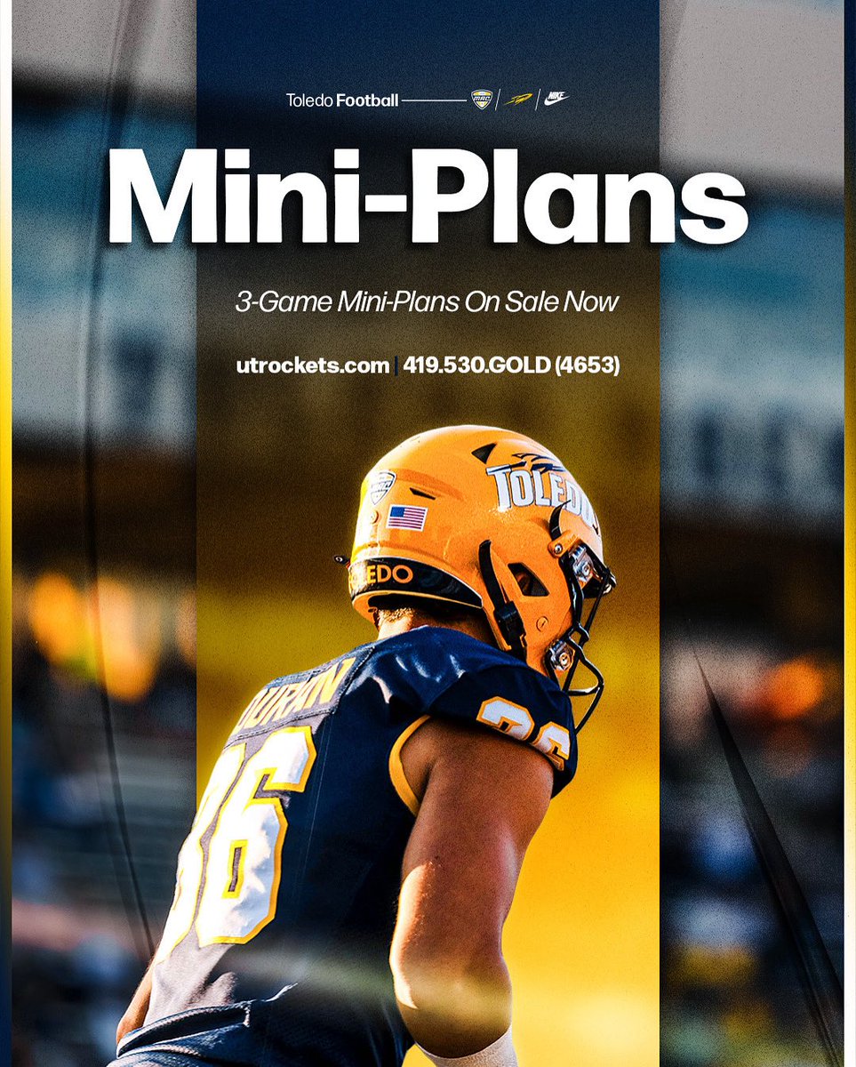 Toledo Football (@toledofb) on Twitter photo The 2025 Mini-Plans are on sale now‼️
Get your tickets today ➡️
bit.ly/RocketFBMiniPl…
#TeamToledo The 2025 Mini-Plans are on sale now‼️
Get your tickets today ➡️
bit.ly/RocketFBMiniPl…
#TeamToledo
