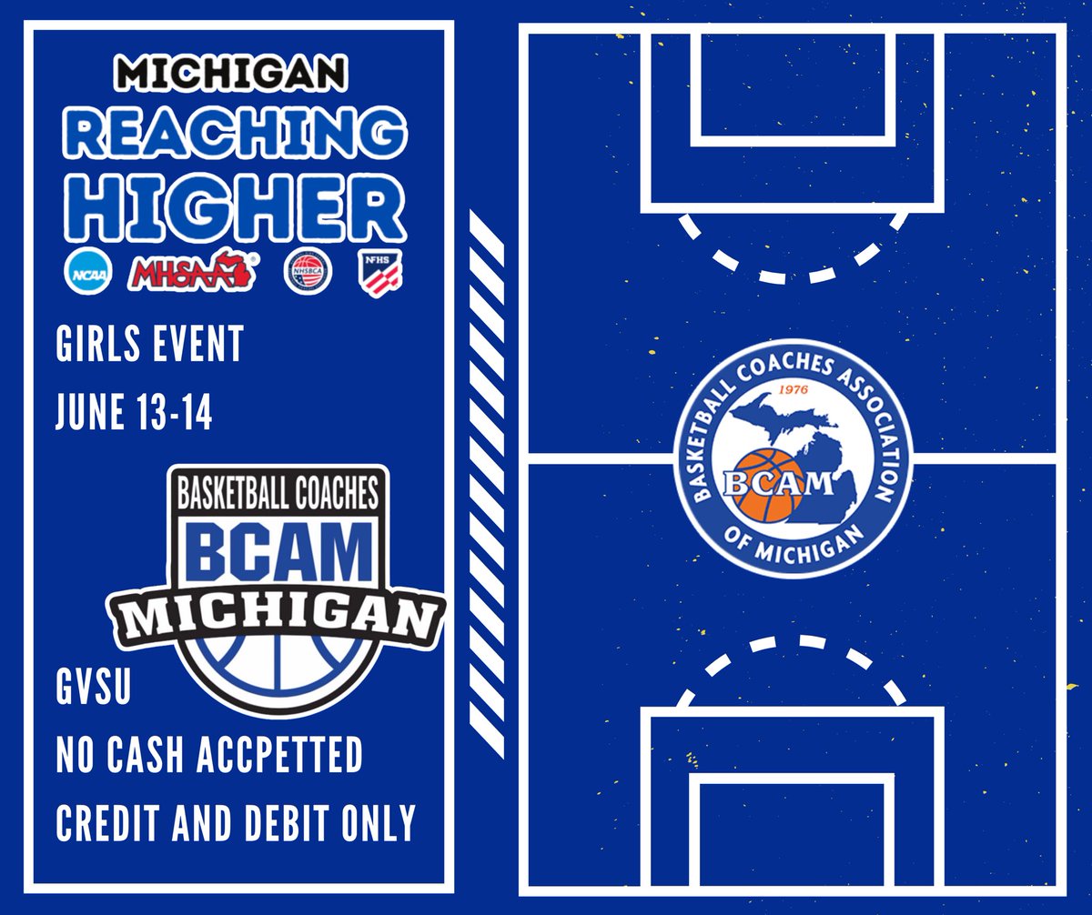 Girls Reaching Higher Event is this week! We can’t wait to see over 50 teams in our state represented at Grand Valleys campus! 

Please note, this is a cashless event. Debit and Credit can be used to admissions, concessions, etc. 

BCAM.org/reaching-highe…

Thank you!