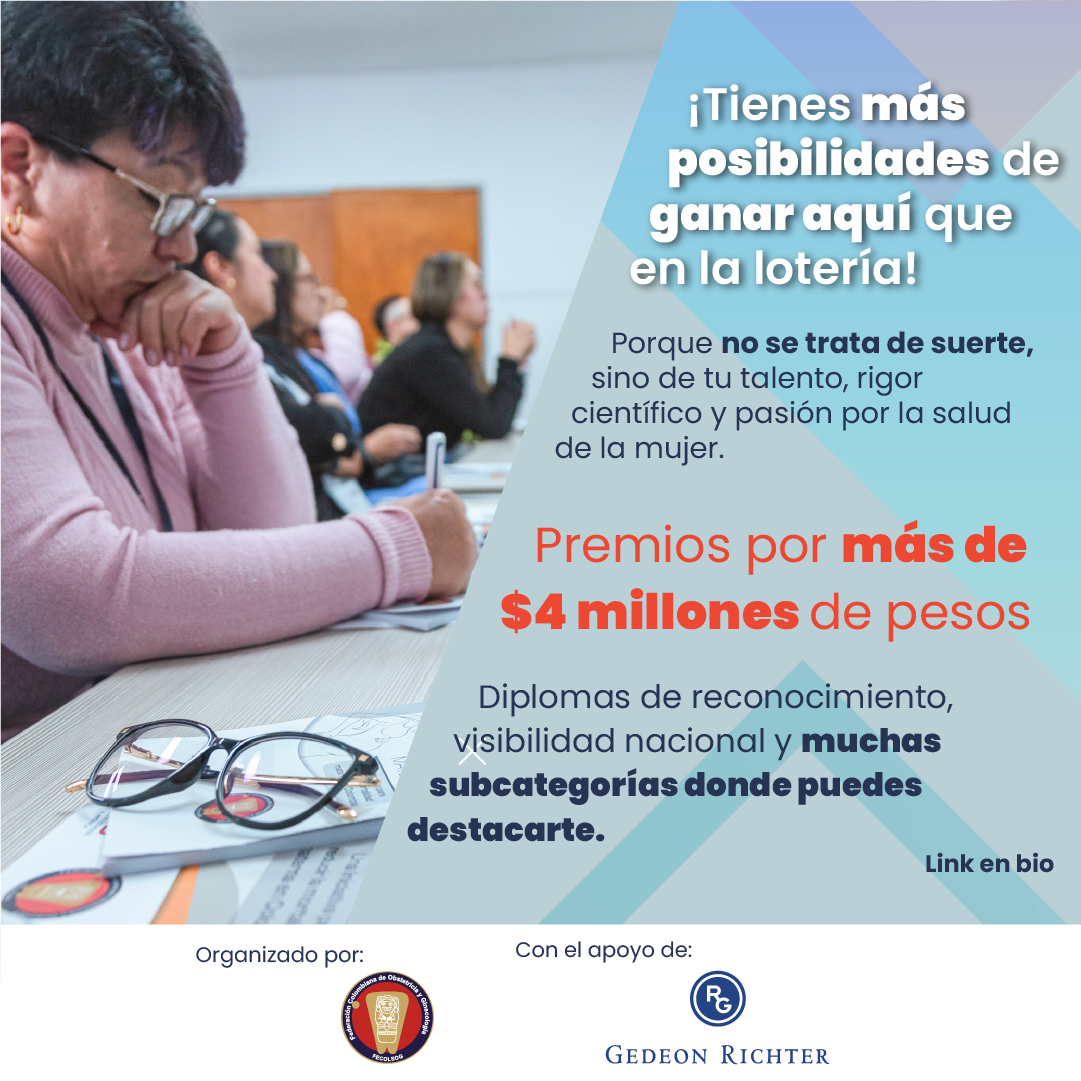 🚨 ¡Atención investigadores!

Extendimos el plazo del #ConcursoFecolsog hasta el 23 de junio 🗓️

💰 Premios de más de $4 millones
📊 ¡Tienes más chances de ganar que en la lotería!
📝 Postula tu trabajo en lnkd.in/dcK4j3hW

#Ginecología #Obstetricia #Investigación