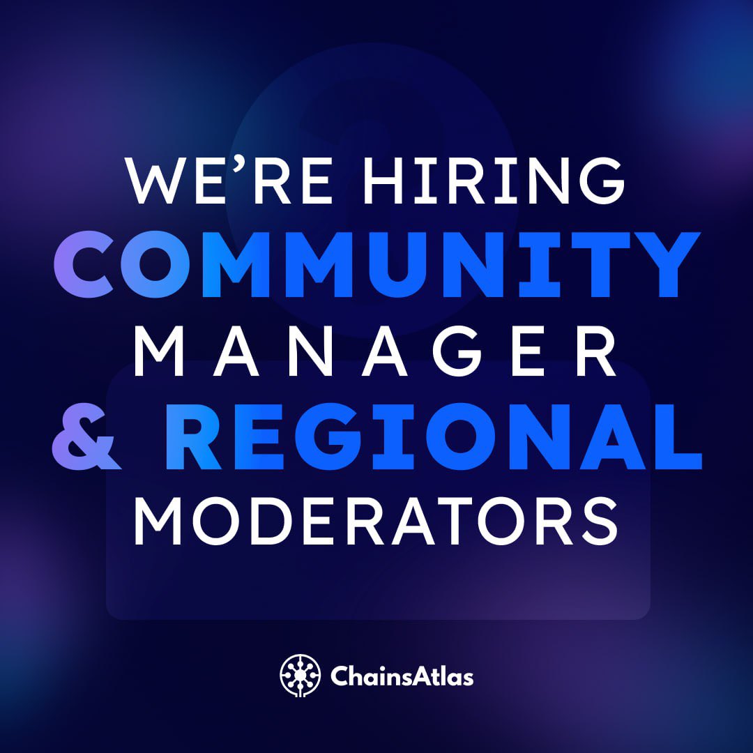 Yusi Dahiru (@yusi0x) on Twitter photo Hiring 🚨
<a href="/ChainsAtlas/">ChainsAtlas</a> is hiring!
They’re looking for Community Managers and Regional Moderators to join the team.
If you’re active, passionate about Web3, and love building strong communities — this is your chance!
Apply now and be part of something big: Hiring 🚨
<a href="/ChainsAtlas/">ChainsAtlas</a> is hiring!
They’re looking for Community Managers and Regional Moderators to join the team.
If you’re active, passionate about Web3, and love building strong communities — this is your chance!
Apply now and be part of something big: