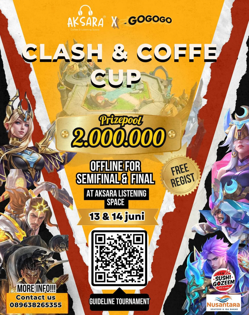 ML! Hi guys, regist tim hebat kamu di turnamen Mobile Legends ini yuk! Free regist loh, yuk segera hubungi contact person yang tertera yaaa. 🔥