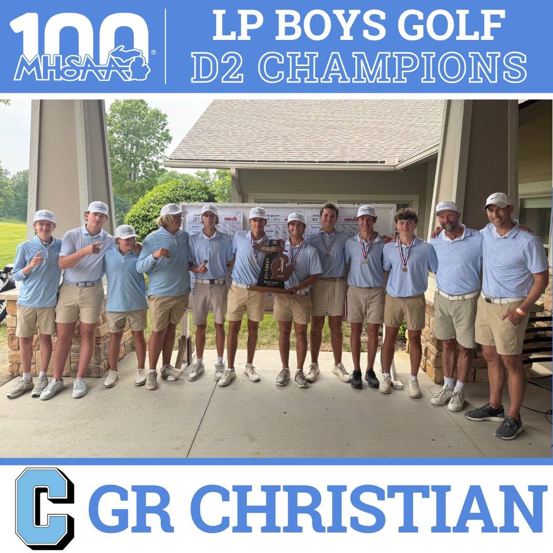 MHSAA (@mhsaa) on Twitter photo ⛳️D2 LP BOYS GOLF FINAL: Top-Ranked Grand Rapids Christian Returns to Top of D2 Championship Standings!🏆
➡️ ow.ly/VkJZ50W6mZO👀
#congratulations #finals #golf #champion #eagles #grchristian #MHSAA #MHSAA100
<a href="/grceagles/">Grand Rapids Christian Eagle Athletics</a> ⛳️D2 LP BOYS GOLF FINAL: Top-Ranked Grand Rapids Christian Returns to Top of D2 Championship Standings!🏆
➡️ ow.ly/VkJZ50W6mZO👀
#congratulations #finals #golf #champion #eagles #grchristian #MHSAA #MHSAA100
<a href="/grceagles/">Grand Rapids Christian Eagle Athletics</a>