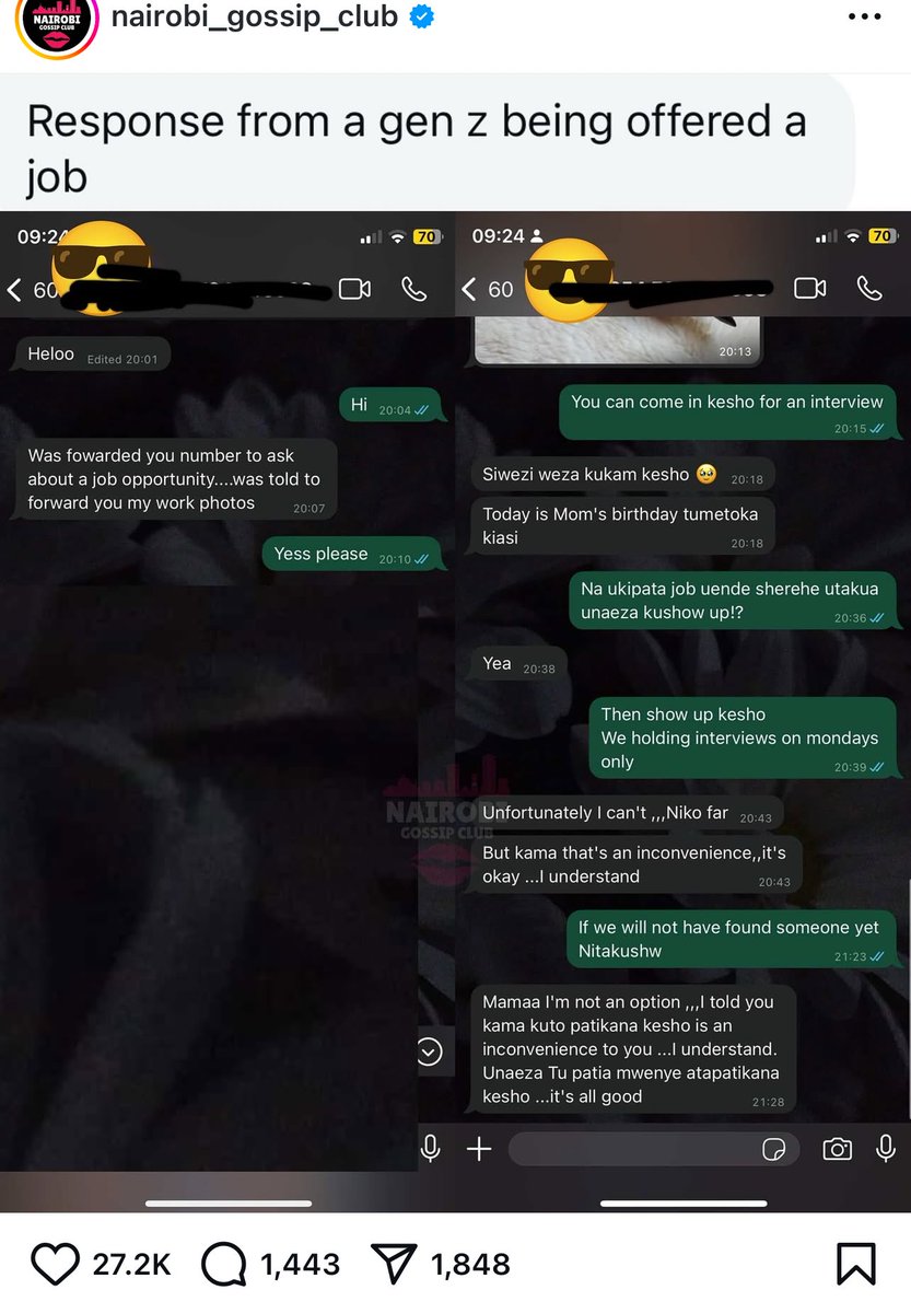 This job offer response is crazy 
Mnataka nini?