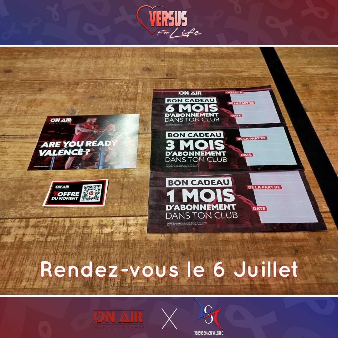 VSV26K's tweet image. 🎁 On Air soutient le VS4L avec 8 bons cadeau !
5×1 mois, 2×3 mois, 1×6 mois à On Air Valence, vous comprenez ? tout le top 8 sera récompensé !
Merci à eux pour leur engagement à nos côtés dans la lutte contre le cancer 🎗️
📅 6 juillet @HuB_esport_FR
🔗 start.gg/tournament/ver…