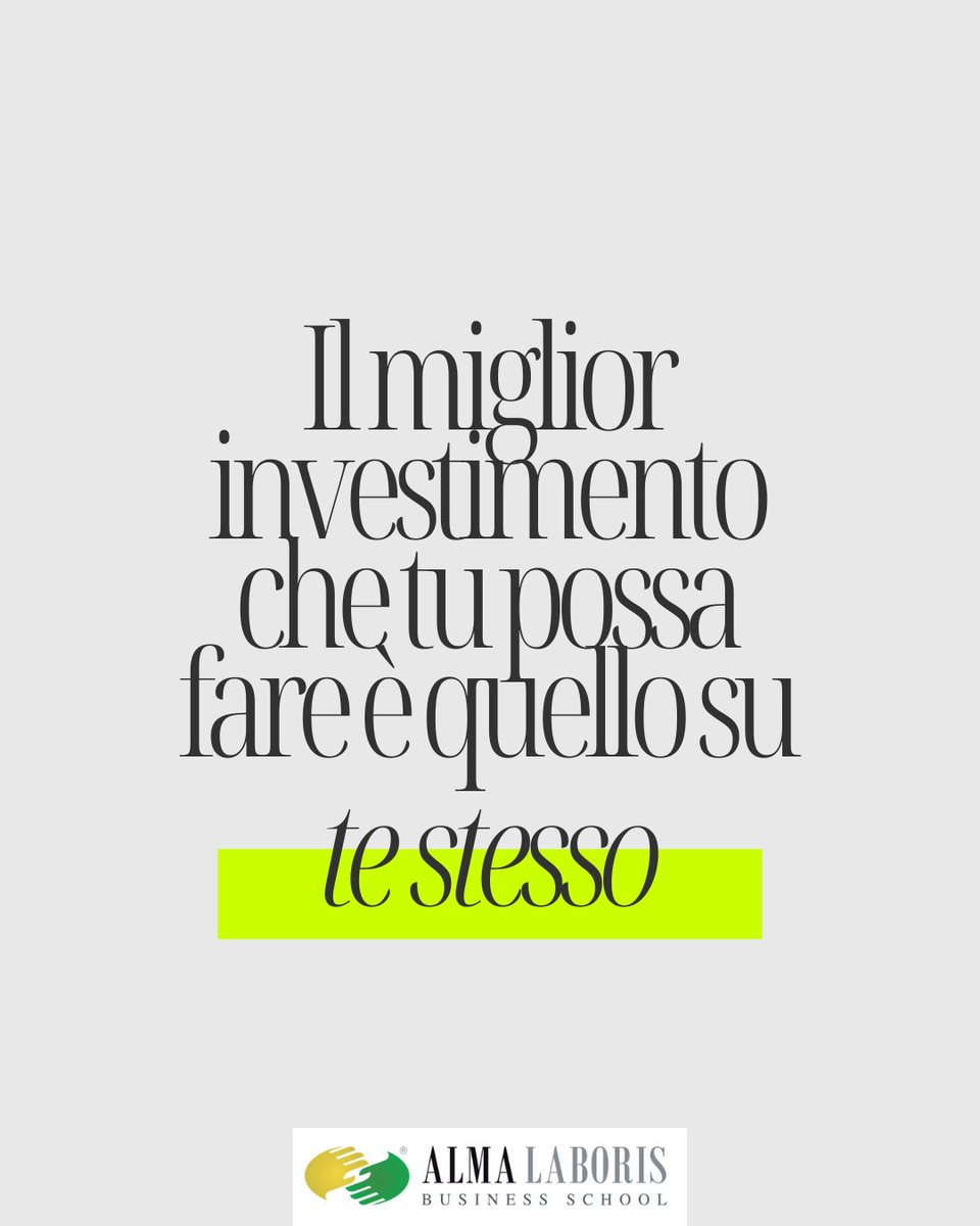 🎓 Il miglior investimento che si possa fare è quello su se stessi.
Perché le competenze, le esperienze e il proprio percorso professionale sono ciò che resta e fa davvero la differenza. 🚀

#AlmaLaboris #AltaFormazione #BusinessSchool #Formazione #Placement